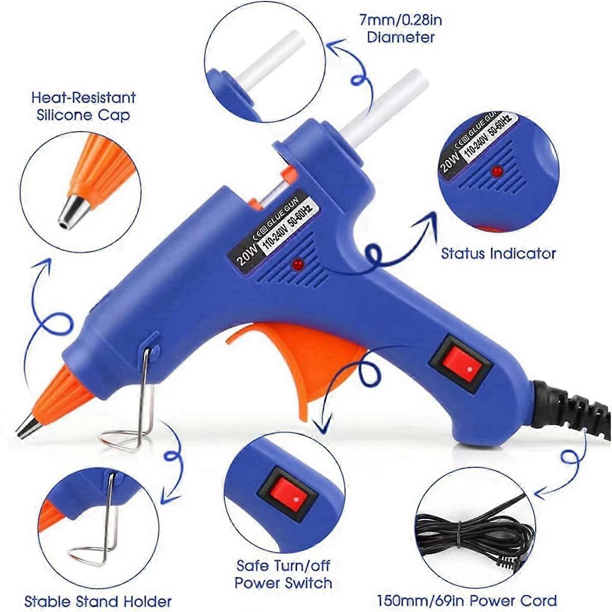 Mini Hot Glue Tool W/30Pc Glue Sticks for DIY Projects Arts and Crafts 20W Glue Tool Home White US Plug