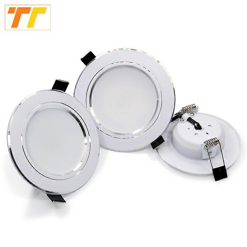 4個の明るいLEDダウンライト5w 9w 15wシルバーボーダーラウンド天井埋め込み型スポットライト110V 220V 230vダウンライトコールドウォームホワイト