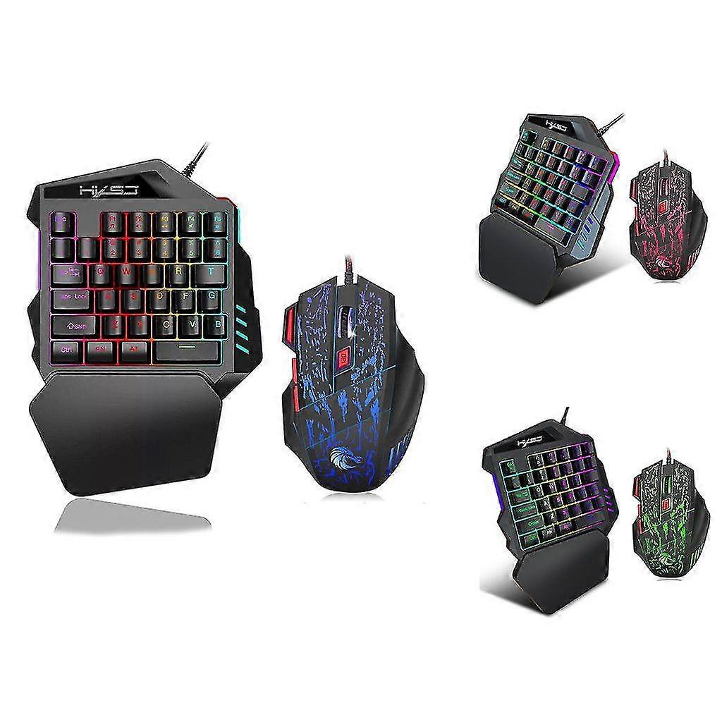 YH J50 Black One-hand Backlit Multicolor Ergonomic Gaming Keyboard Mouse Set