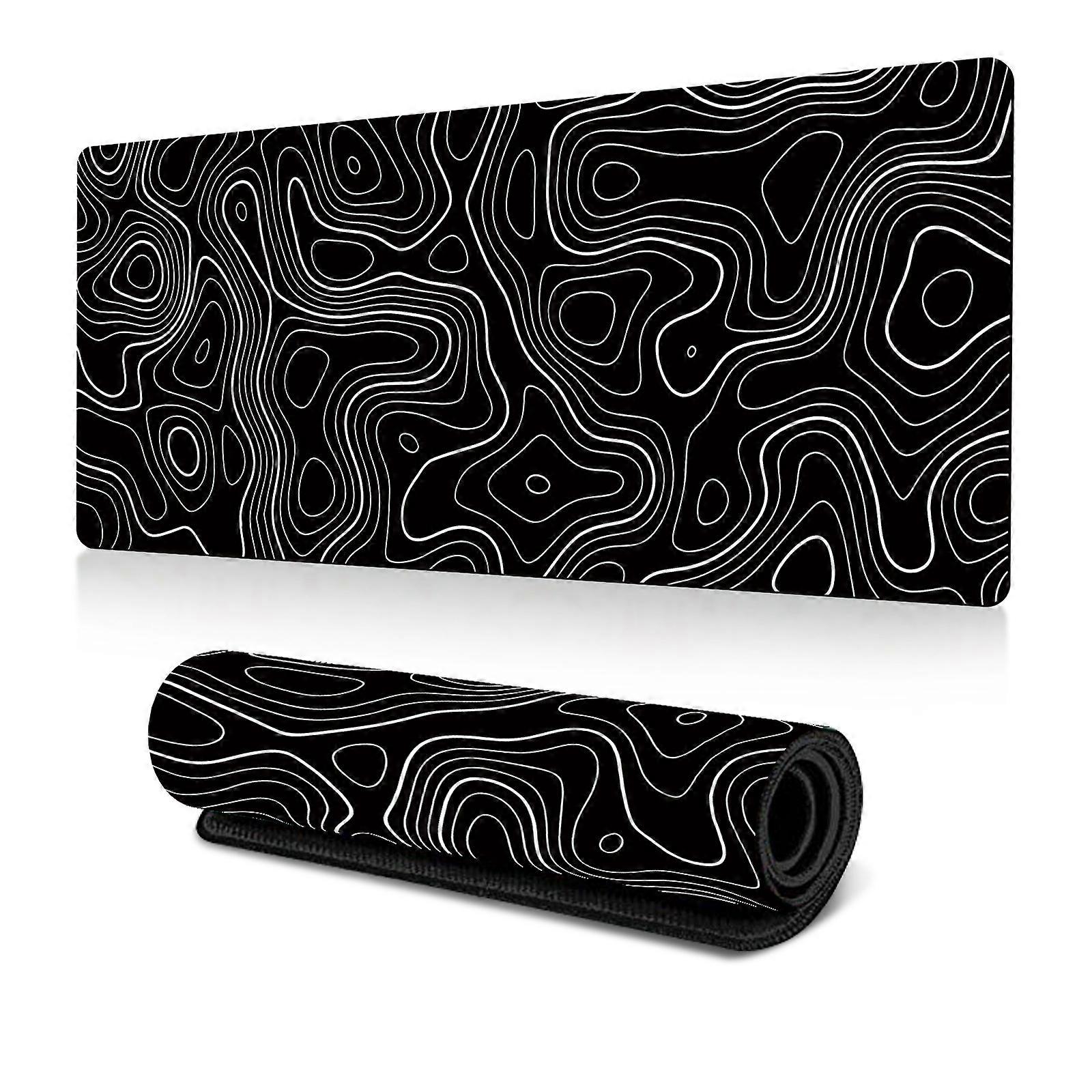 XXL Large Gaming Mouse Pad (Black Topographic,style 1)