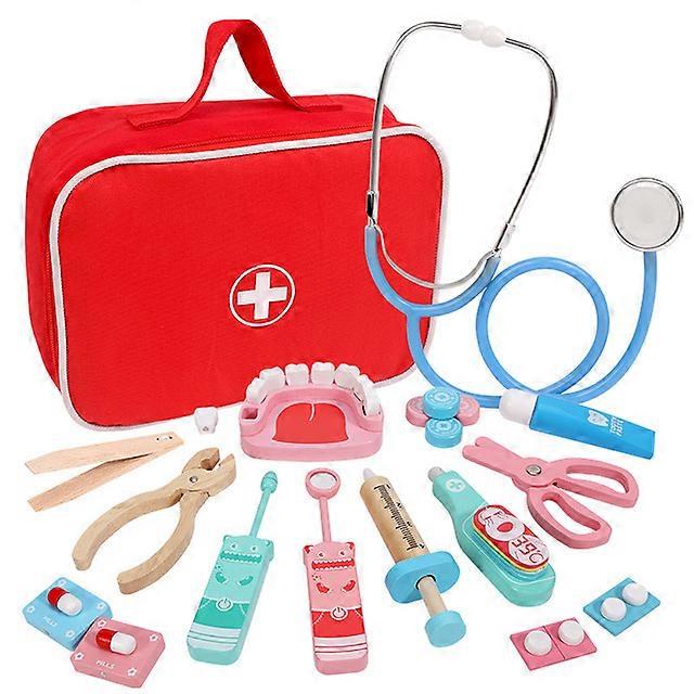 Children's Wooden Dentist Doctor Pretend Play Set Nurse Character Action Game Set Boys and Girls 8 Piece Set