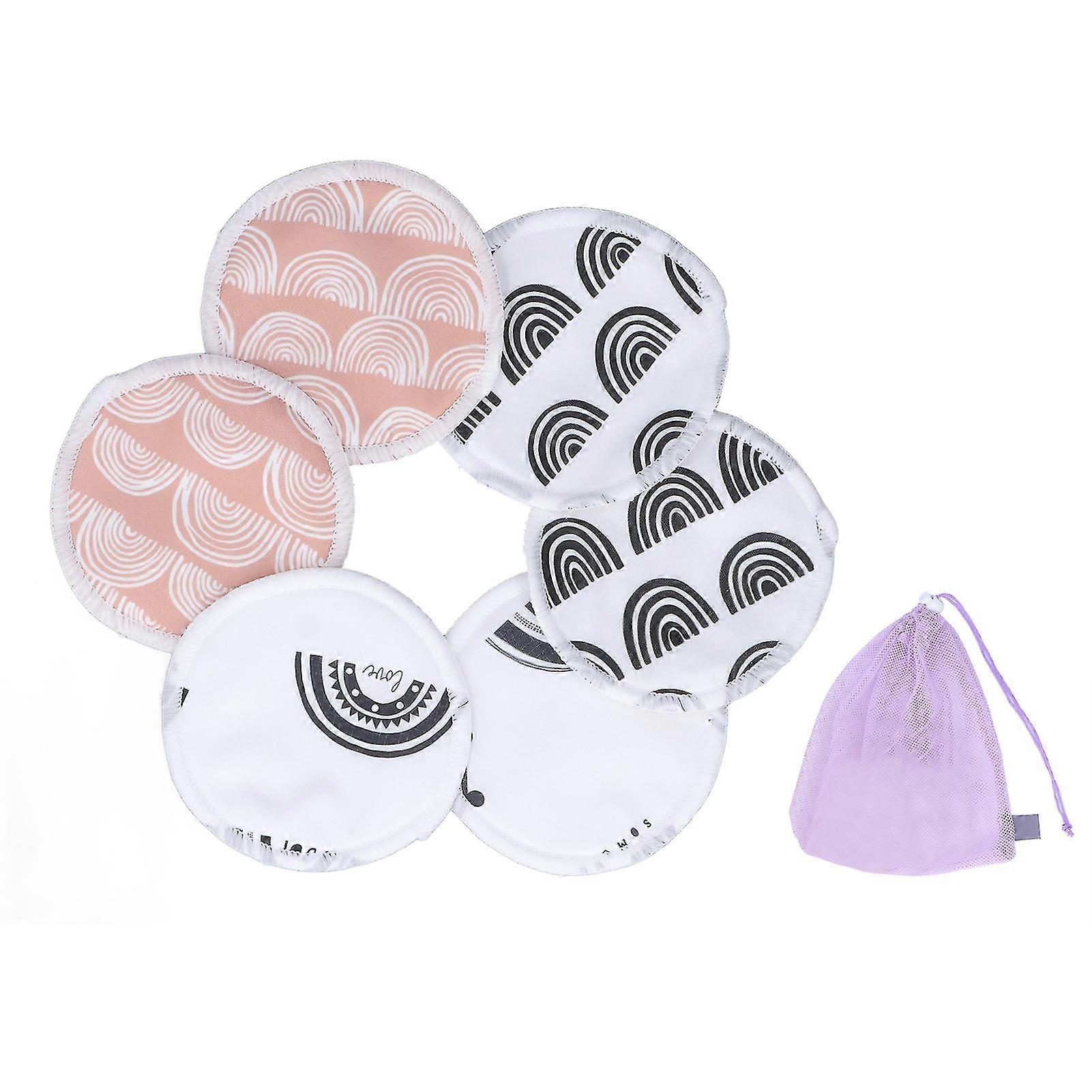 6pcs Reusable Bamboo Fiber Breast Pads for Nursing, Washable and Breathable