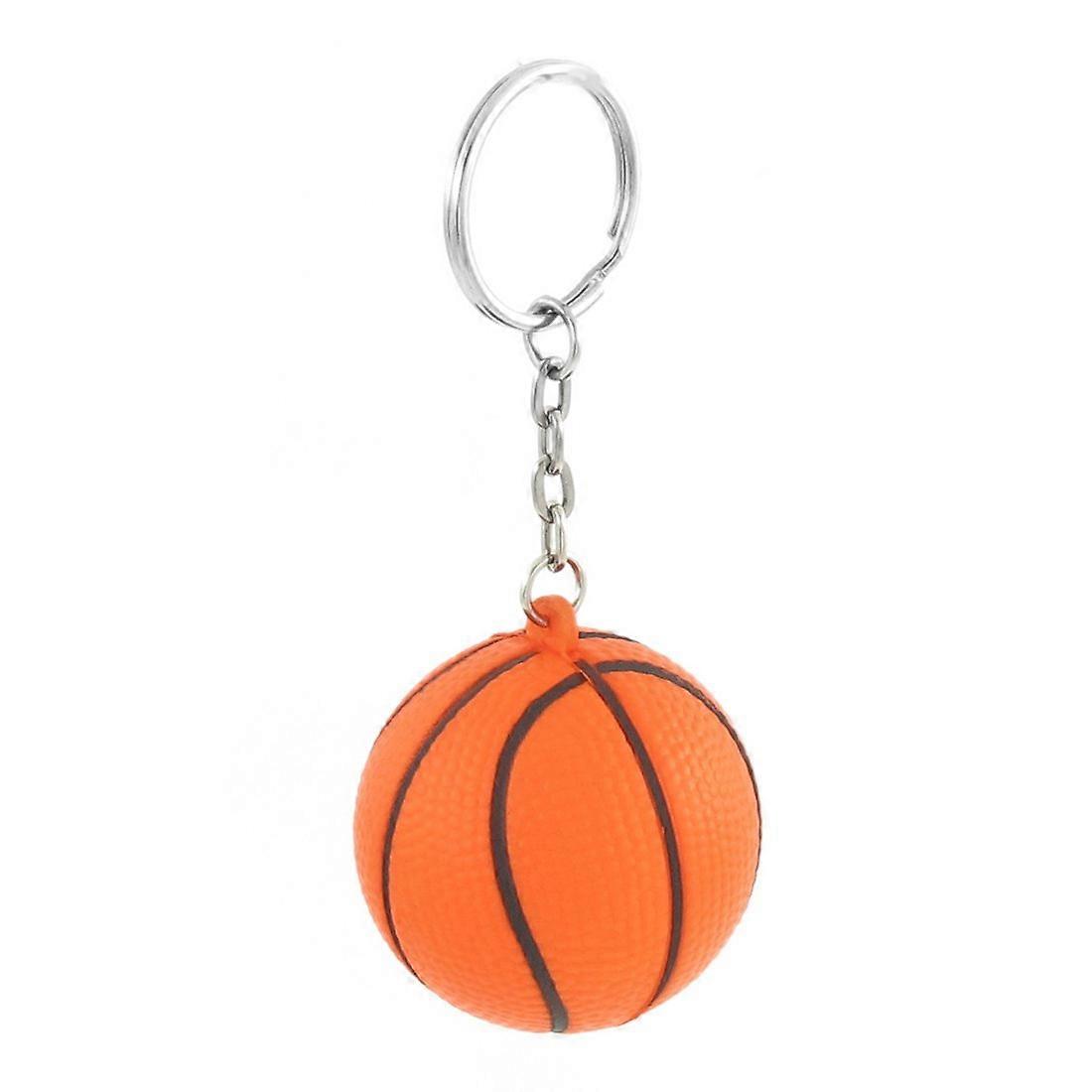 Orange Black Basketball Shape Stress Ball Link Chain Key Ring