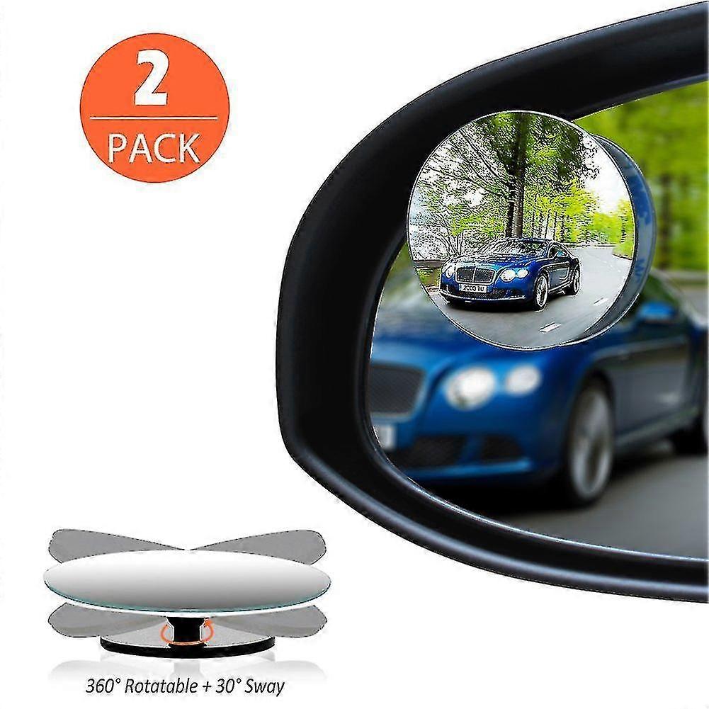 2pcs Blind Spot Mirror, 2" Round Hd Glass Frameless Convex Rear View Car Mirror