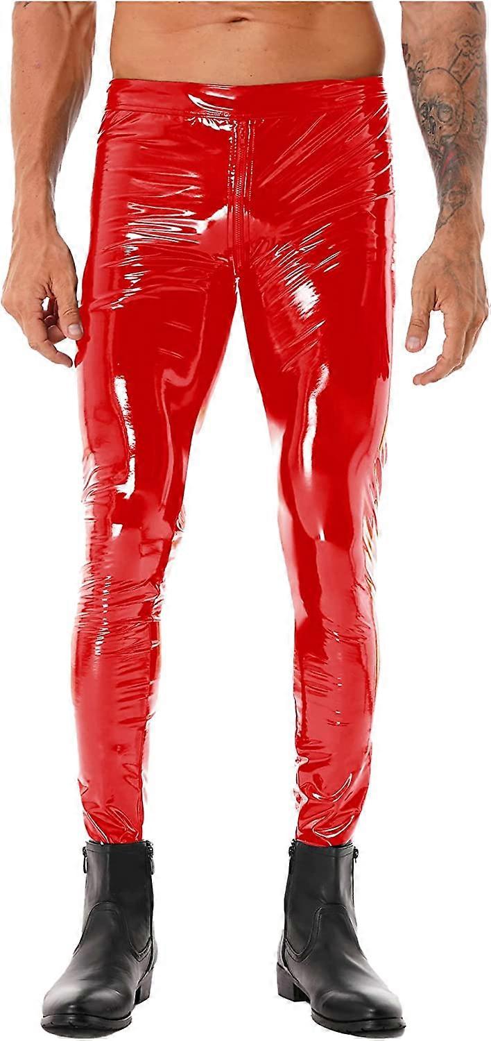 Men's Faux Leather Pants Punk 80's Rock Skinny Leggings Tight