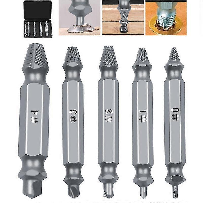 5 Pack Double Head Damaged Screw Extractor For Broken Rusty Hardware