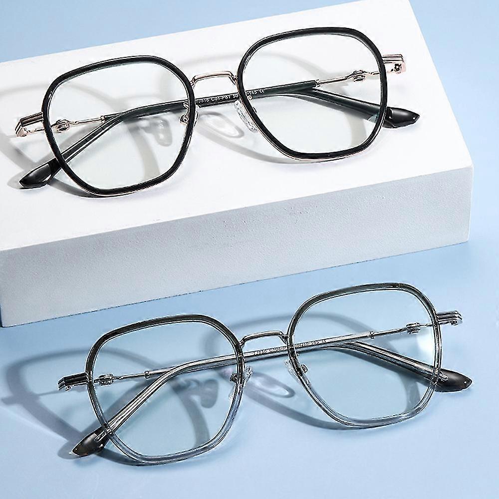 Old-school Blue Light Blocking Glasses Simply Stylish Frame Metal Temple