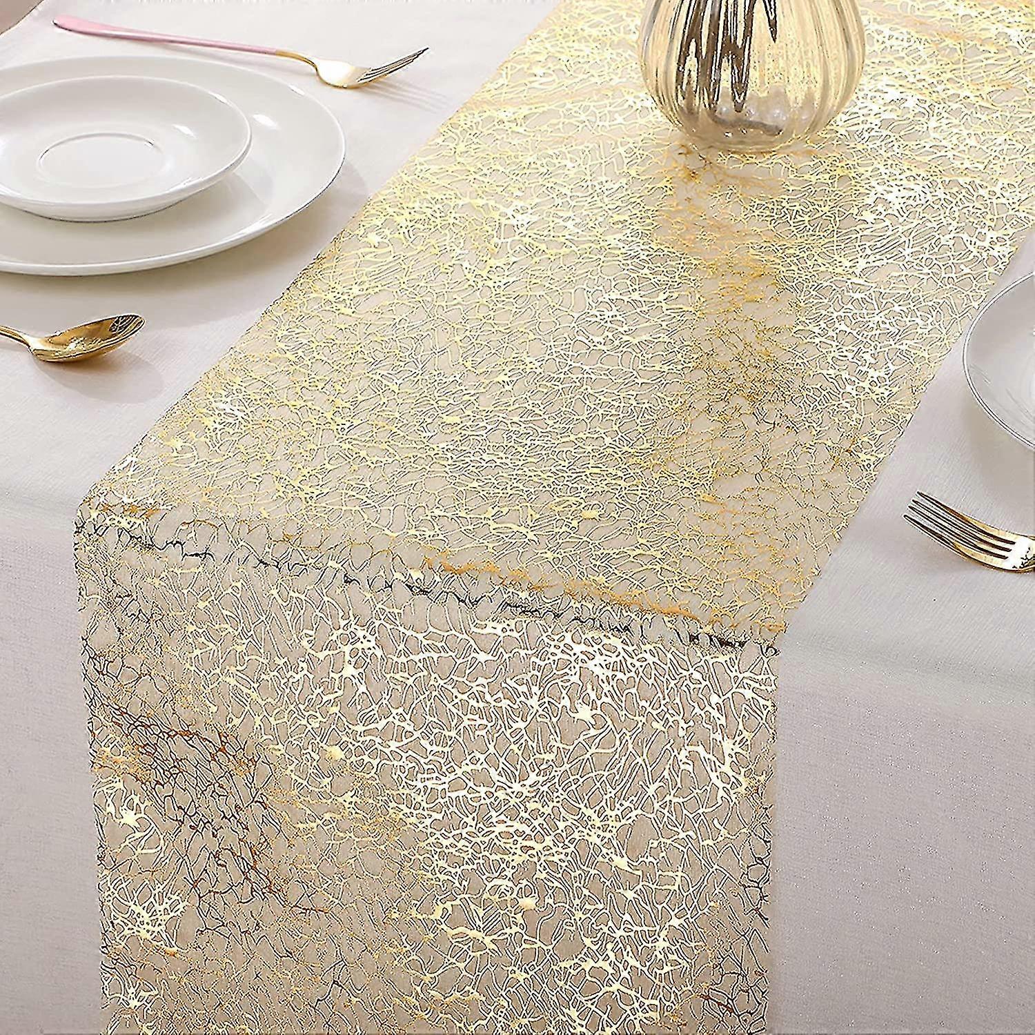 3 Pieces Metallic Table Runner Gold Table Cloths Runner Glitter Metallic Table Runner Roll Rectangle Polyester Wedding Table Decor For Cepieces Bi