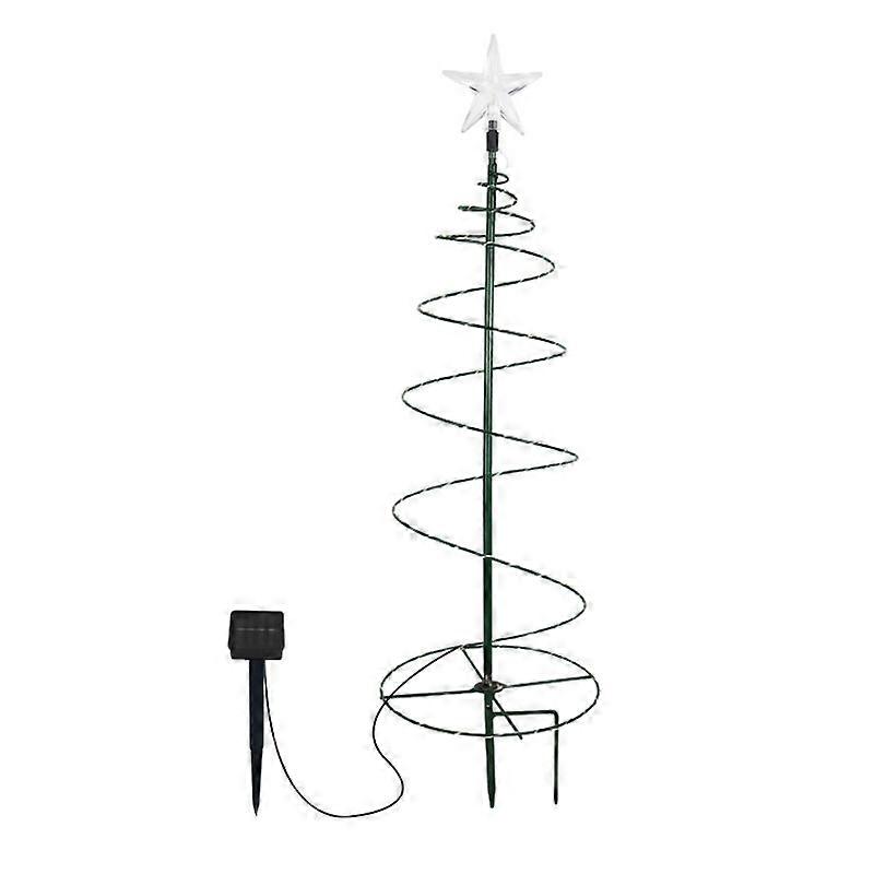 1 Pack 27.5" Solar Spiral Christmas Trees with Warm White Lights, Pathway Markers with Stake,Waterproof for Patio Yard Xmas Decor