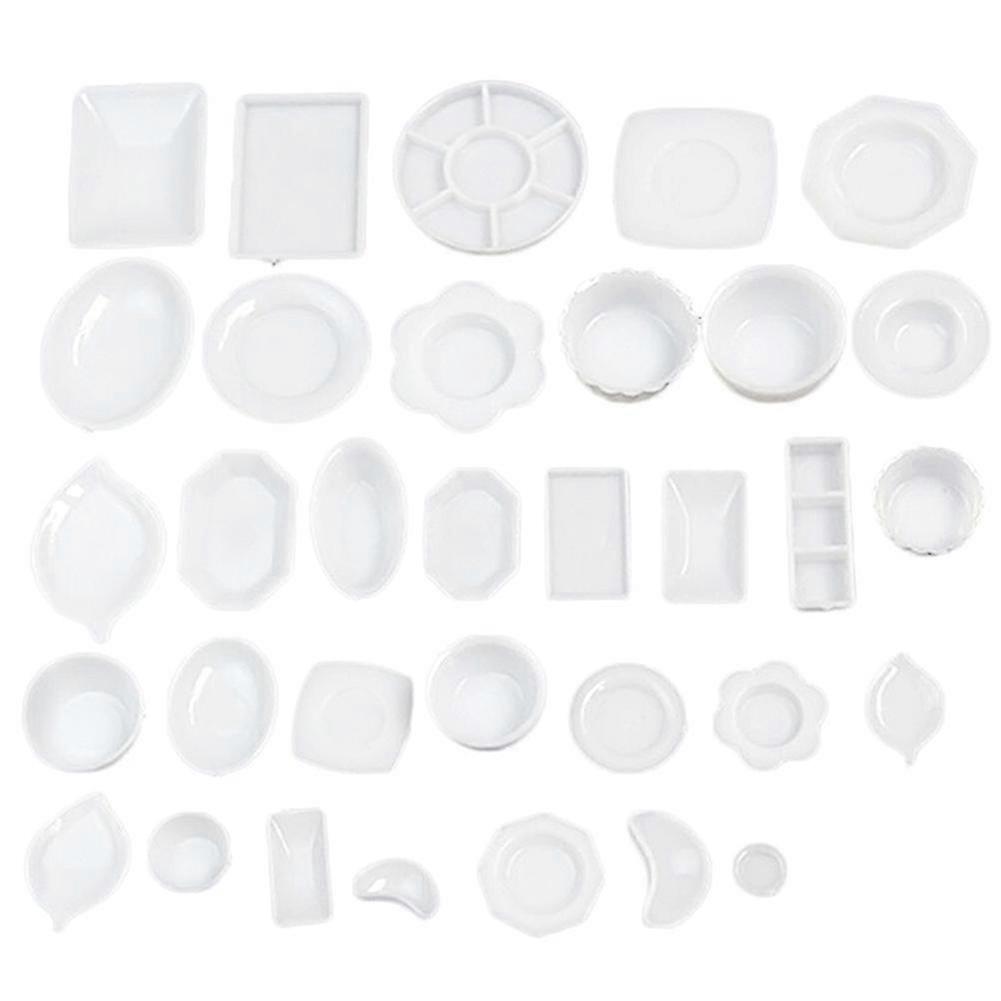 33pcs Plate Dishes Durable Kids Toy Kitchen Gift White Fun Tableware Model Set