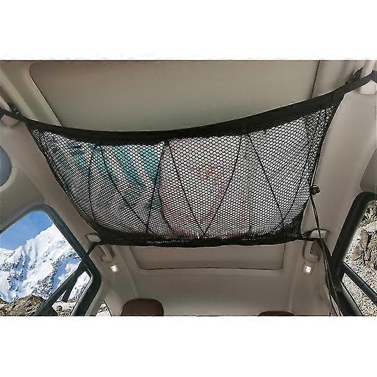Gepäcknetz Auto zur Aufbewahrung, Autodach Gepäcknetz Netzdecke, Gepäcknetz Auto Decke Dach Universal Net Tasche für Autos mit vier Dacharmlehnen (Khaki)