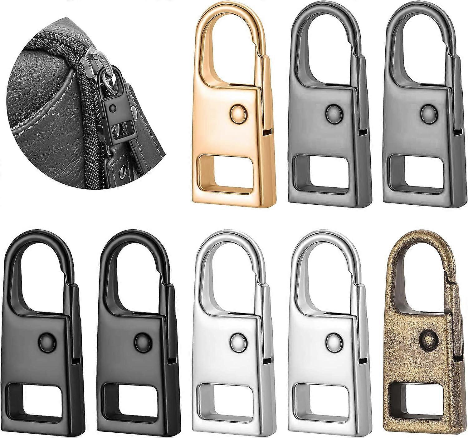8 Pieces Zipper Pull Replacement Repair Kit, Universal Detachable Zipper Pull Head Replacement