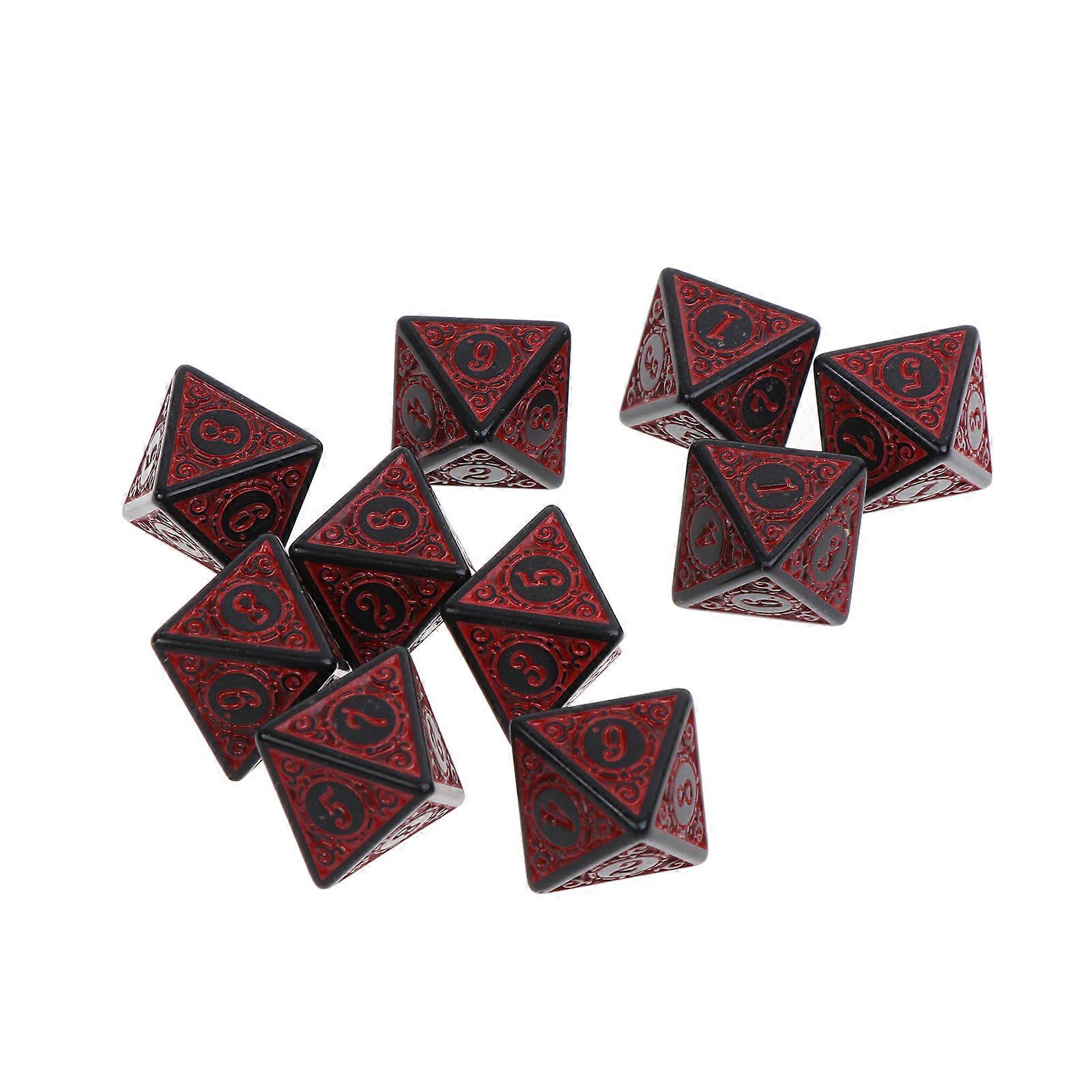 10 Pcs Single Color Pattern Polyhedral Game Dice for Role Playing Table Game