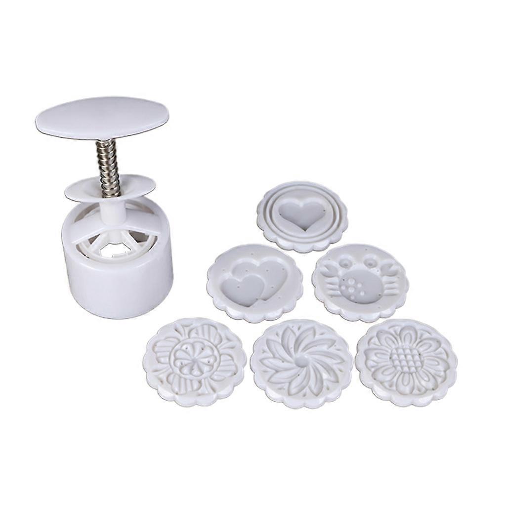 Flower Heart Pattern Mooncake Press Mold Cookie Stamps Moon Cake Makers Tool