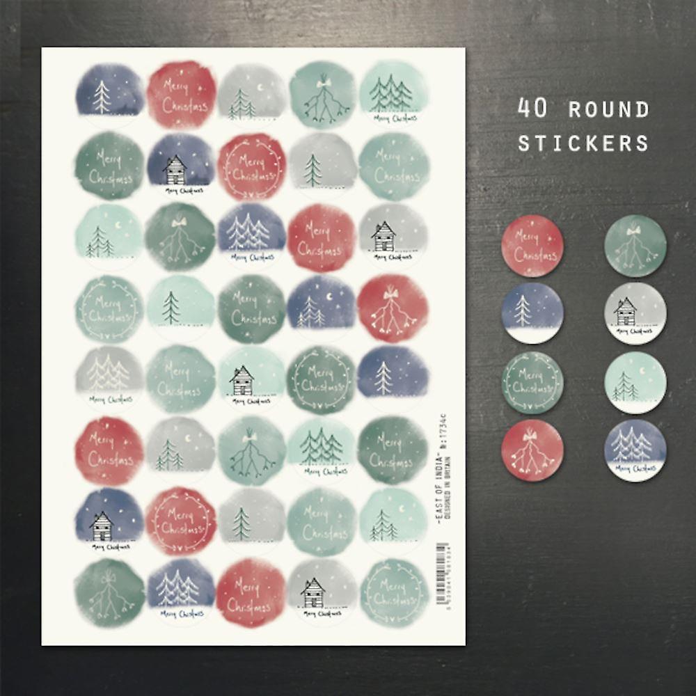 East of India Christmas Cream Drawn stickers Single Sheet 40 Stickers Xmas Craft