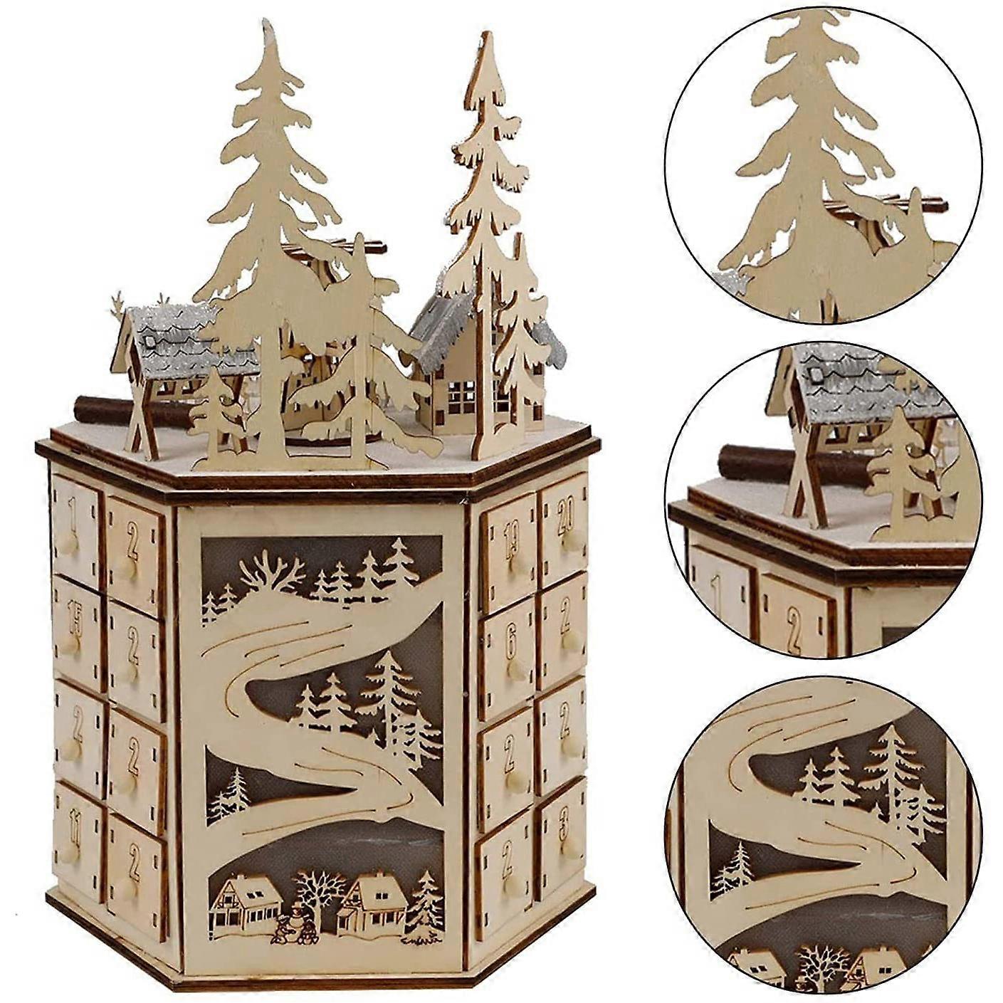 Revolving Music Box Advent Calendar with LED Lights