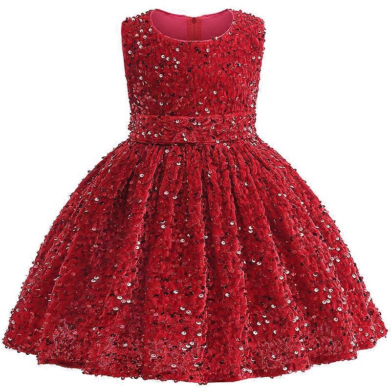 Girls Sequin Dress Sleeveless Sparkly Kids Party Sequence Sparkle Dress