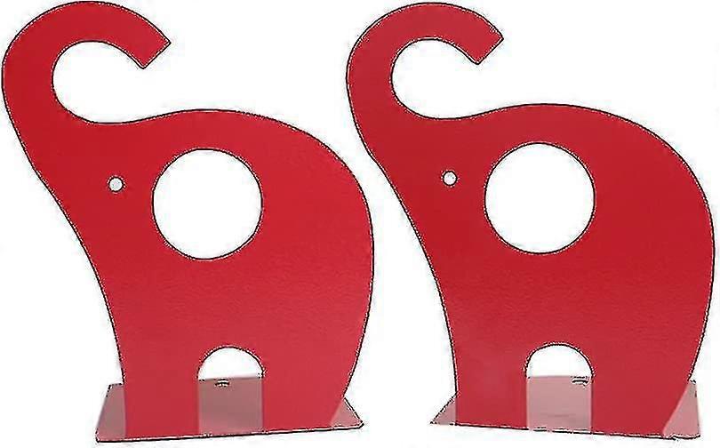 Non-slip Elephant Pattern Children's Metal Bookend Decoration Red