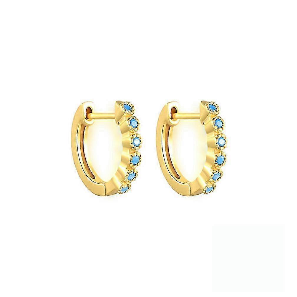 Ear Studs Round Golden S925 Turquoise Earrings for Wedding