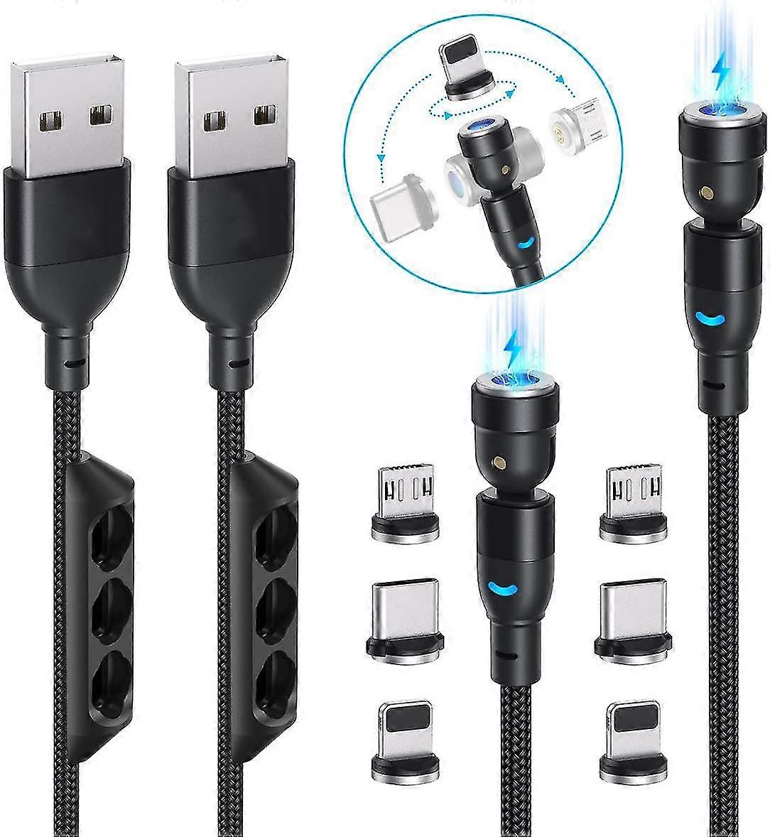 540 Degree Magnetic Charging Cable Nylon Braided 3a Fast Charge Magnetic Data Ca