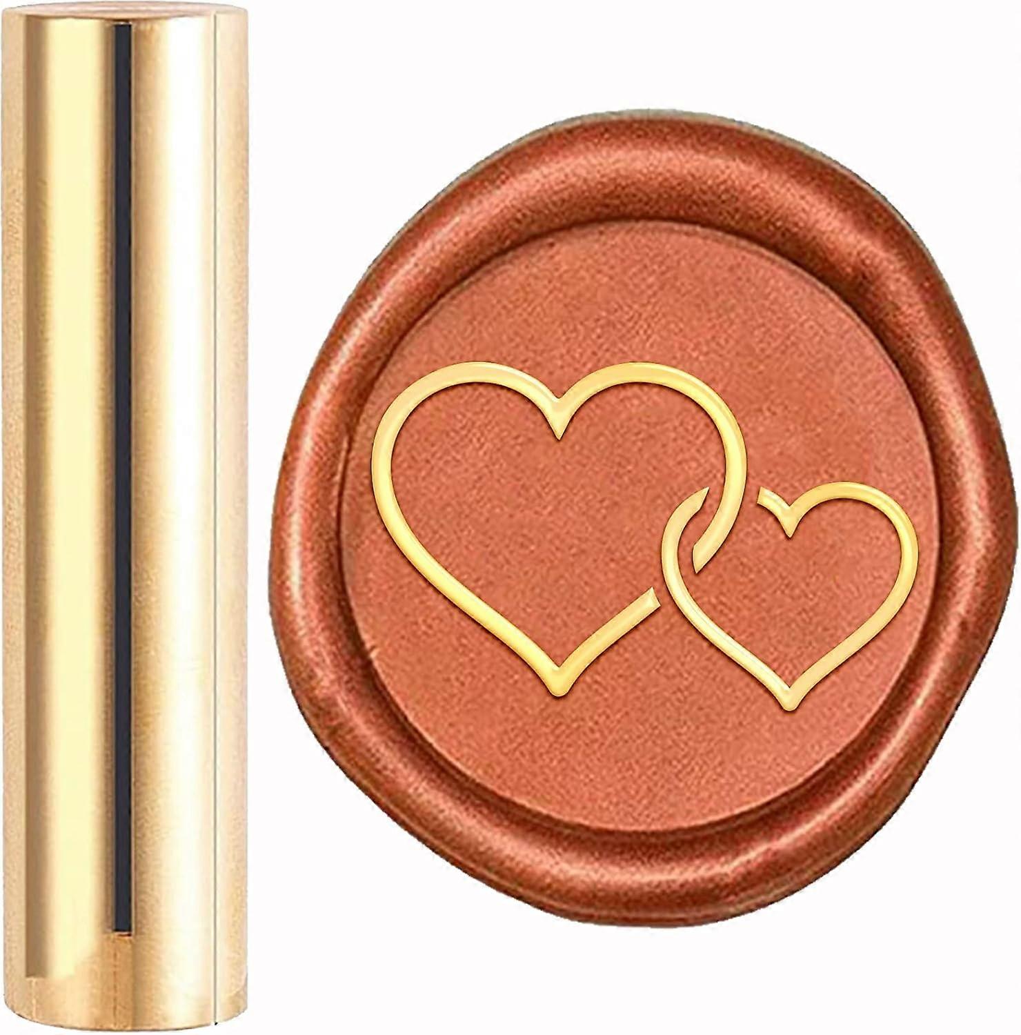Mini Wax Seal Stamp Hearts Design Column Brass Wedding Sealing Stamp for Wedding Invitation Anniversary Valentine's Day Gift Wrapping Scrapbooking Dec