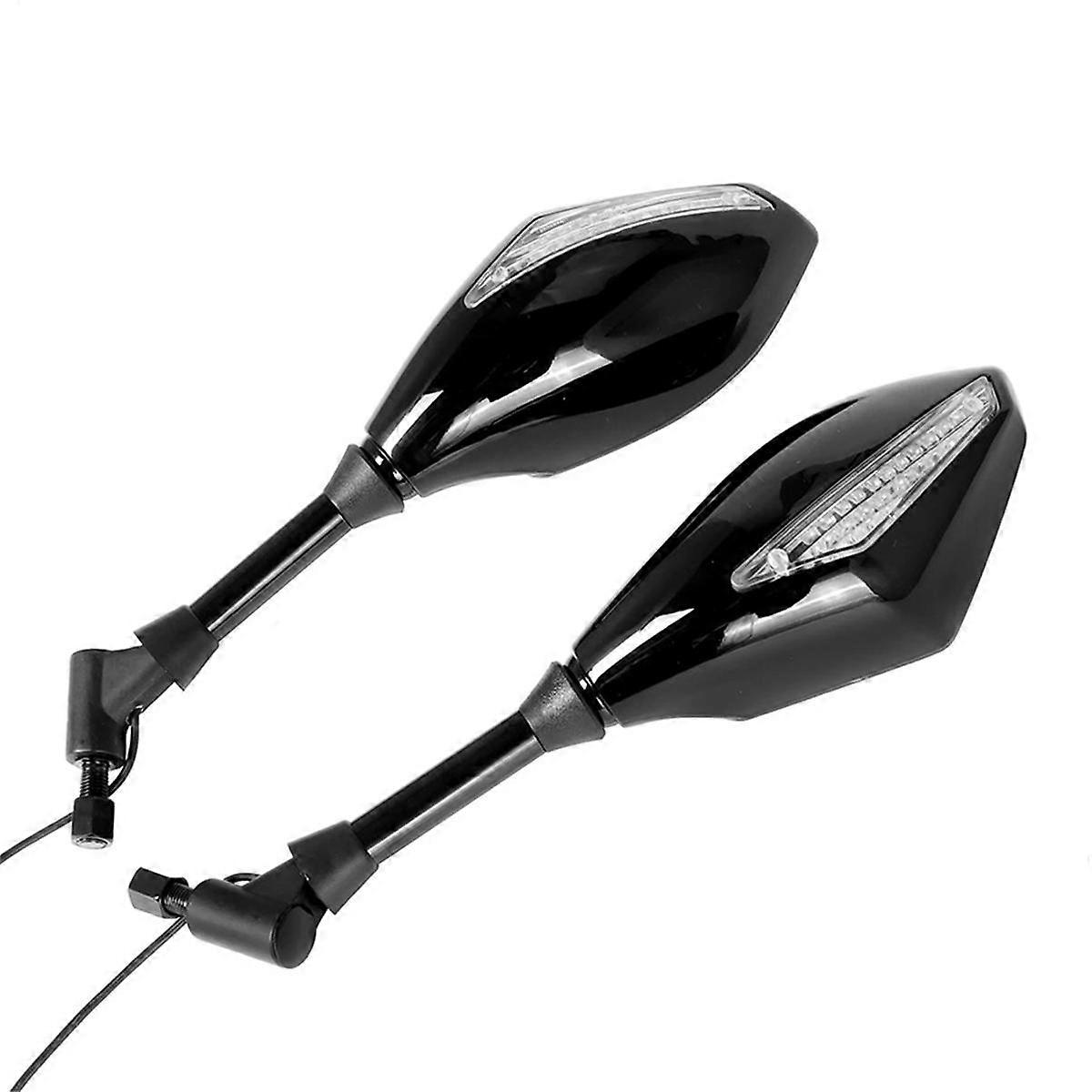 Motorcycle Modified 10mm Universal Rearview Mirror with Turn Signal Light LED Rear View Mirror with Light Side Mirror,B