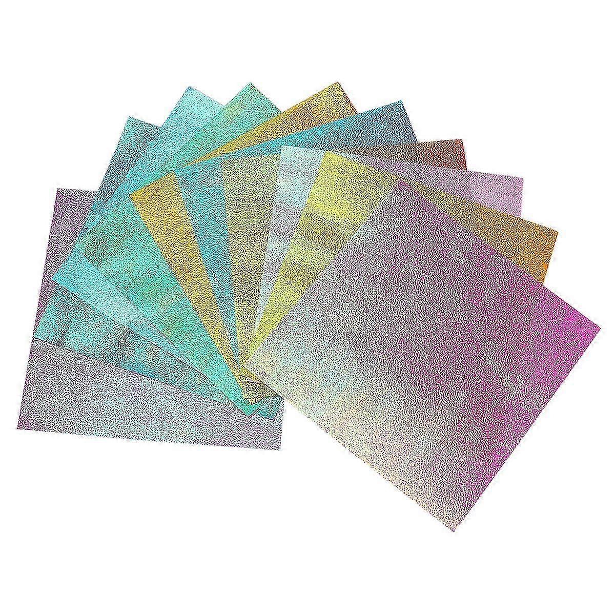 50pcs Iridescent Paper Square Shiny Folding Paper DIY Handcraft Paper for Paper Crane Paper Cuts (15cm, 10 Colors)