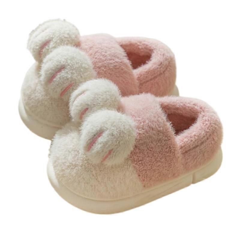 Winter Warm Fur Slippers for Kids Cute Non Slip Soft Shoes Comfort Flat Heel Home Indoor Bedroom Plush Slippers