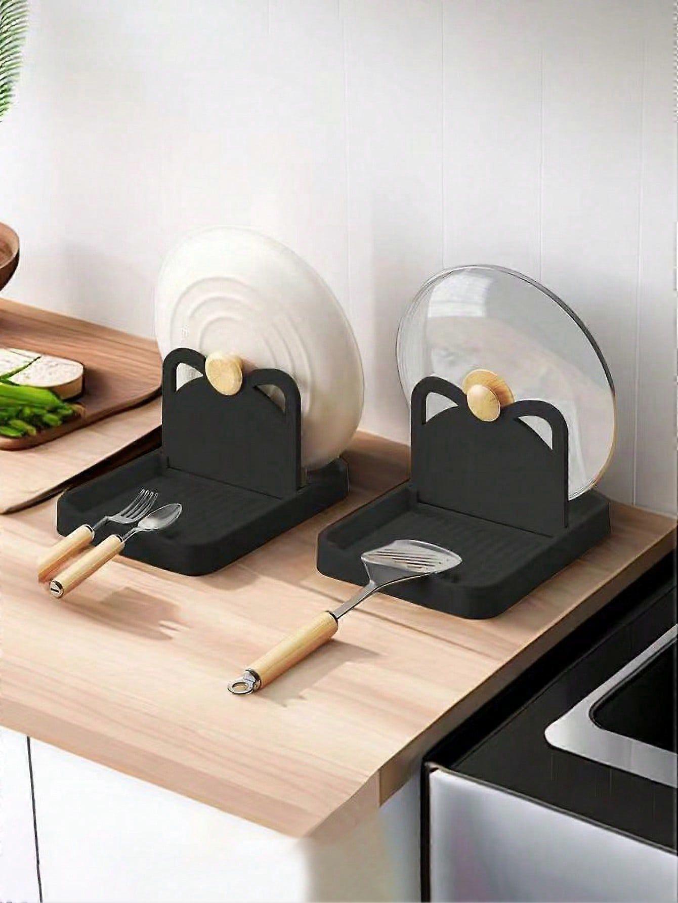 1/2pcsプラスチック折りたたみ式キッチンポット蓋ホルダー、スプーン、ヘラ収納ラック