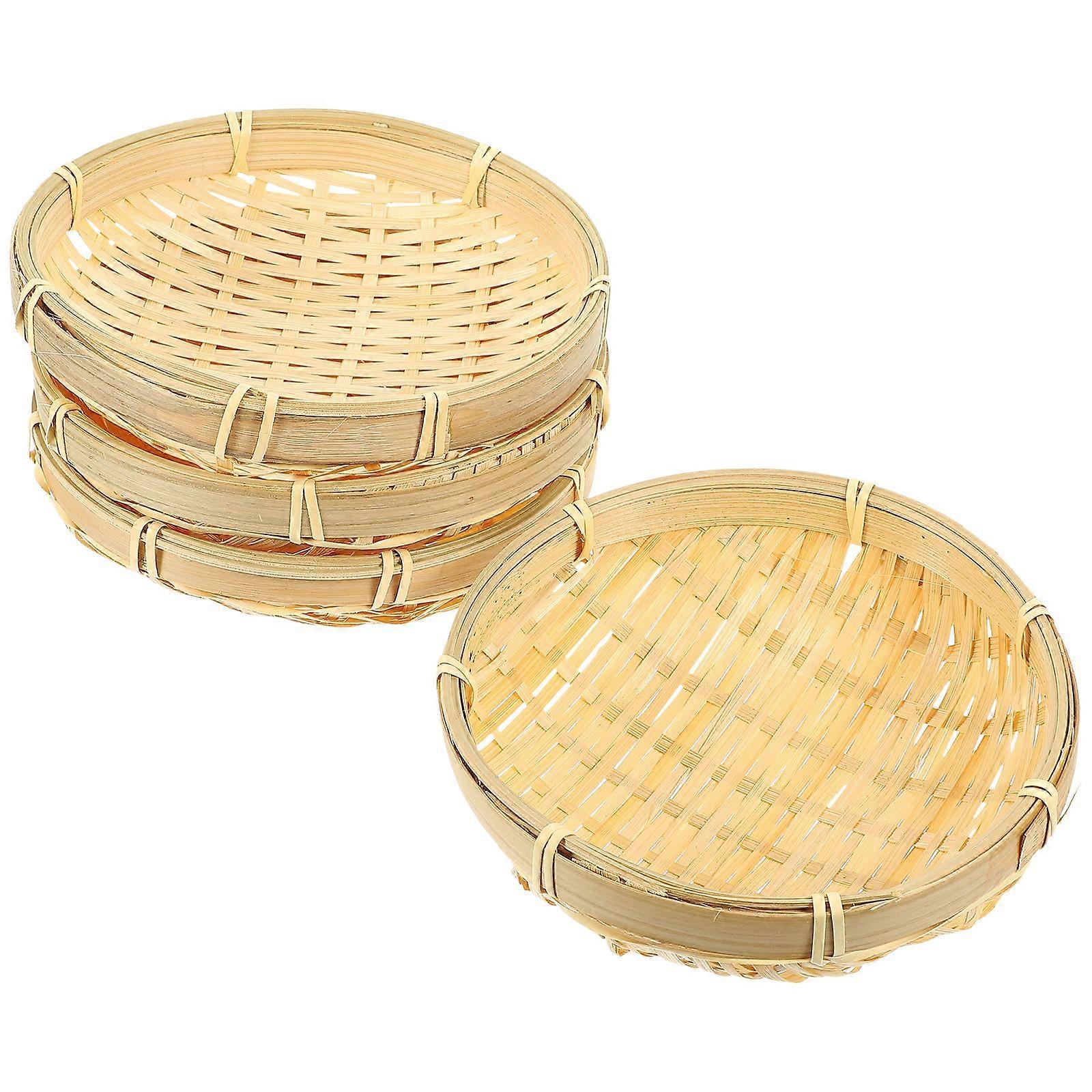 4pcs Handmade Bamboo Woven Storage Plates Snack Candy Cookie Nuts Plates