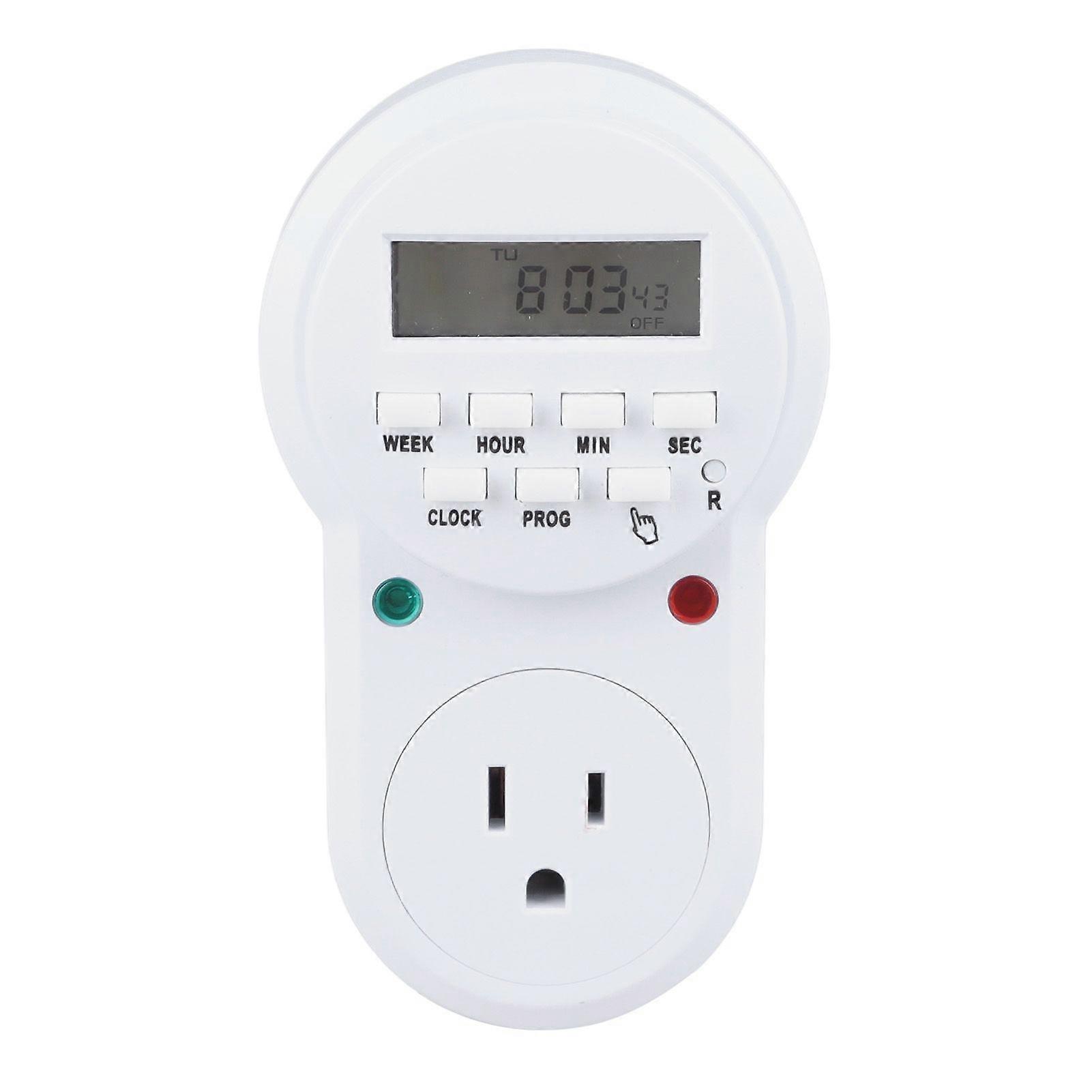 Timer Outlet 7 Day Programmable Digital Timer Plug in Light Timer Switch with 3 Prong Outlet for Appliance