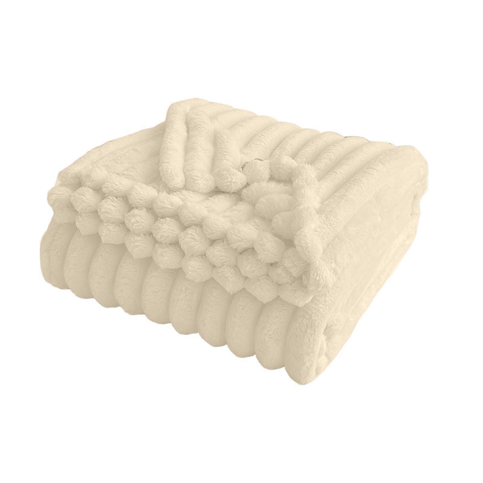 שמיכת פלנל AC קיץ מעובה דו צדדית קטיפה פסים מרקם אחיד צבע אחיד תנומה במשרד בית מיטת ספה נסיעות שמיכת חורף חמה ונעימה