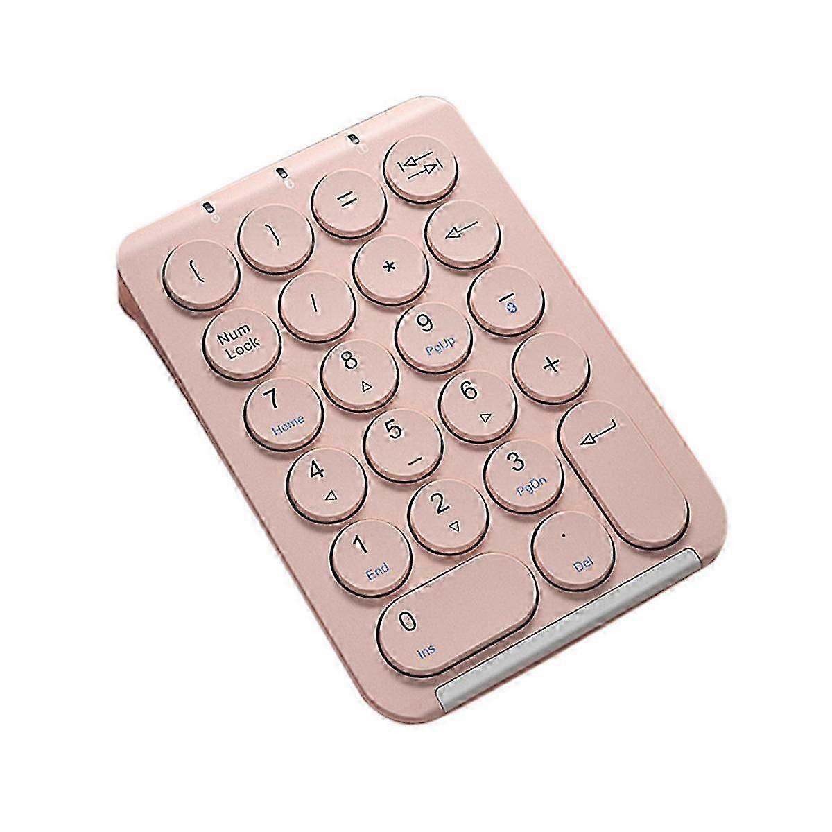 Wireless Number Pad Bluetooth Numeric Keypad Round Keycaps Numpad 22 Keys Rechargeable Number Keybo-Good