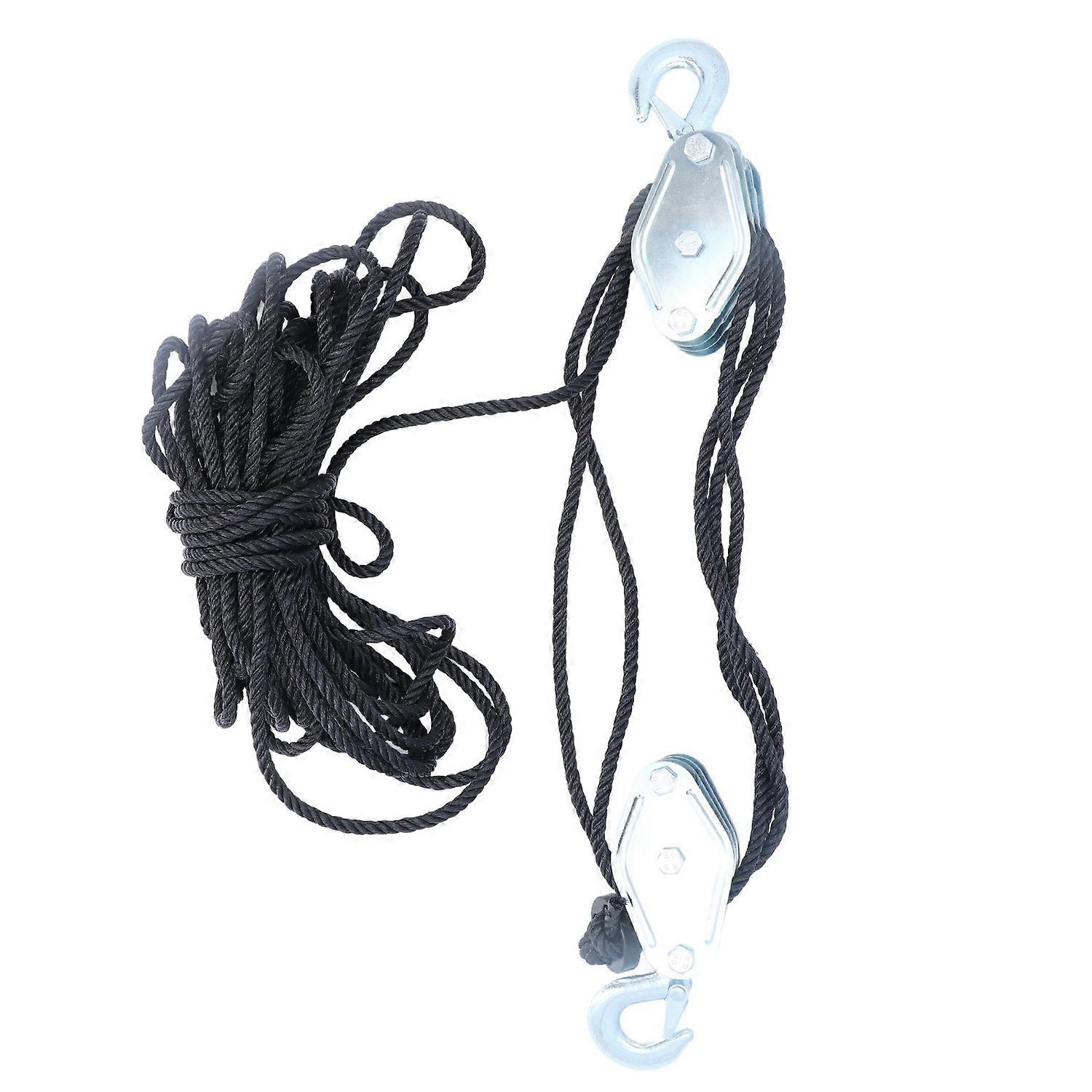 Rope Hoist Pulley System 4400lb 8:1 Ratio Lifting Power Heavy Duty Block Tackle for Hunting Lifting 