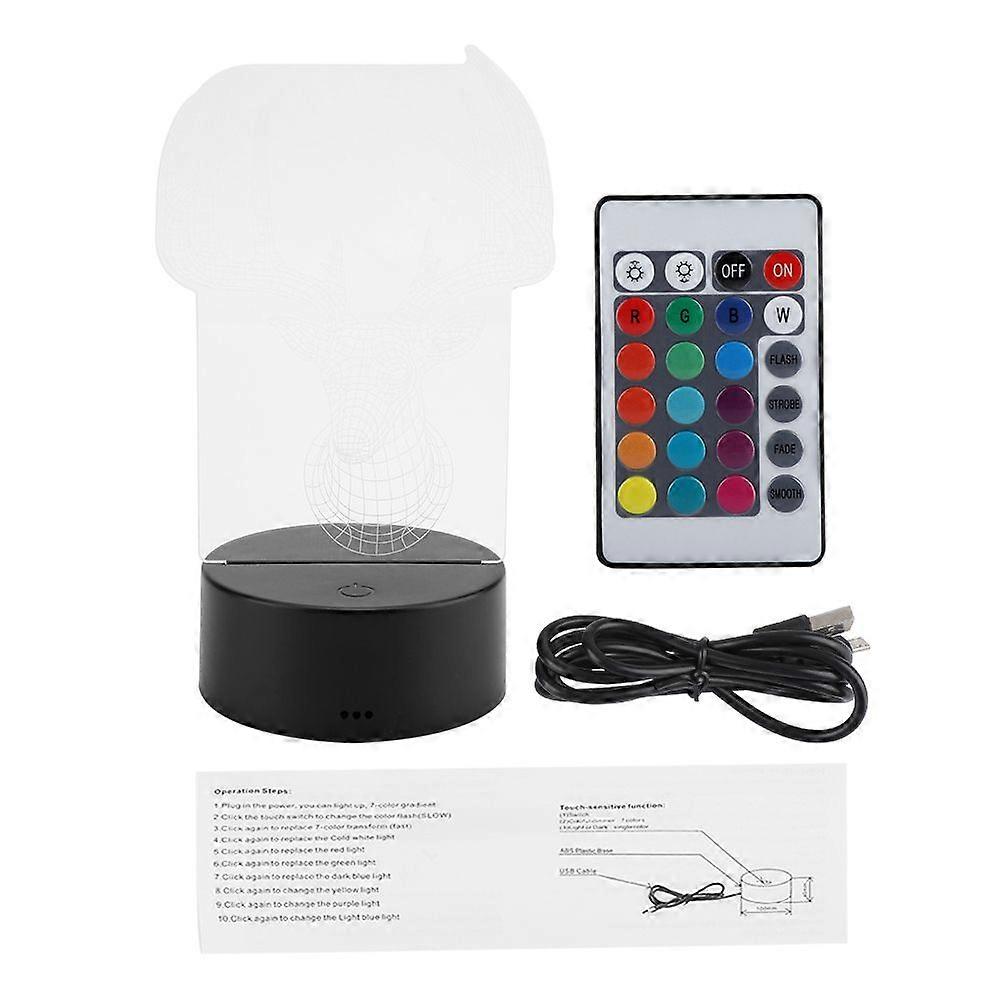 3W 4.5V USB 3D Night Light Touch Control LED Table Desk Lamp Black Base with Remote Control
