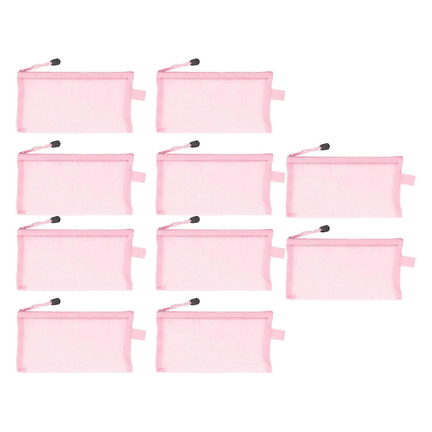 10Pcs Nylon Mesh Pencil Pouch with Zipper Waterproof Tear Resistant A6 Paper Document File Folders P