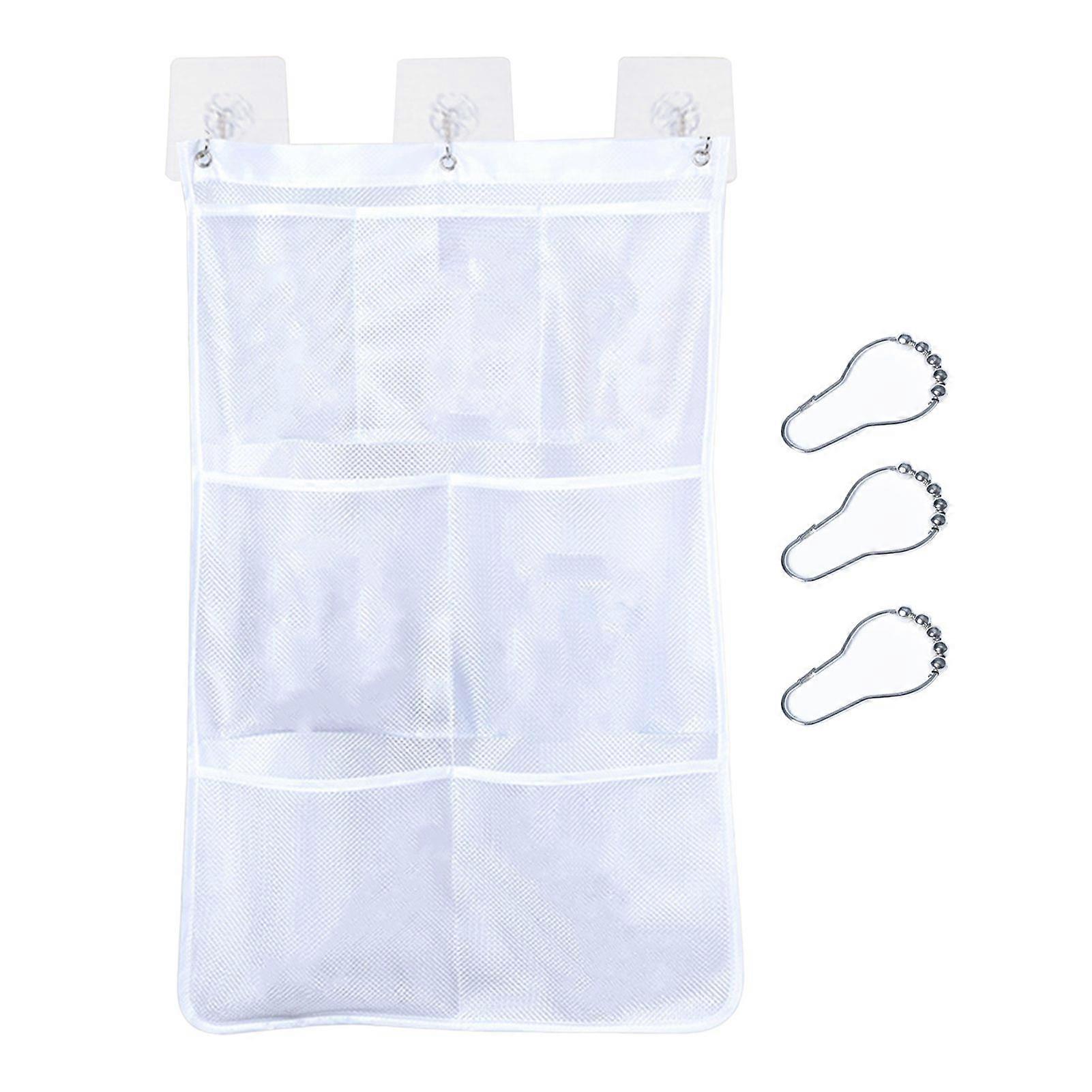 Bathroom Storage Hanging Bag Quick Drying Mesh Shower Organizer 7 Pockets Tote Toiletries Shampoo Soap Bathroom Storage Caddy