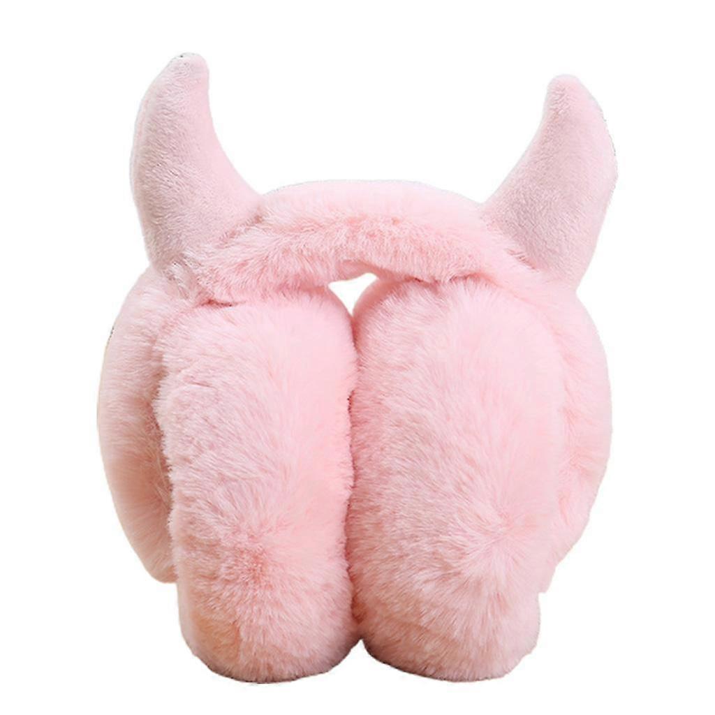 Ear Muffs for Womens Cute Lolipop Pattern Ear Muffs Winter Ear Warmers With Horns Faux Fur Adjustable Foldable