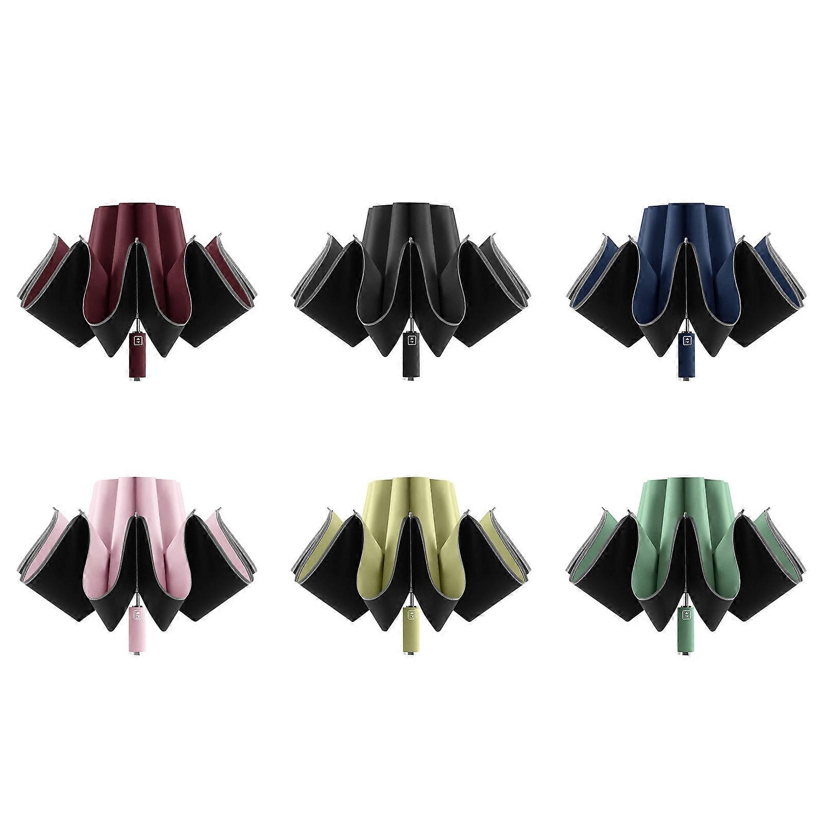 Three Folding Reverse Umbrella Anti-uv Umbrella Windproof for Sun Proof Burgundy