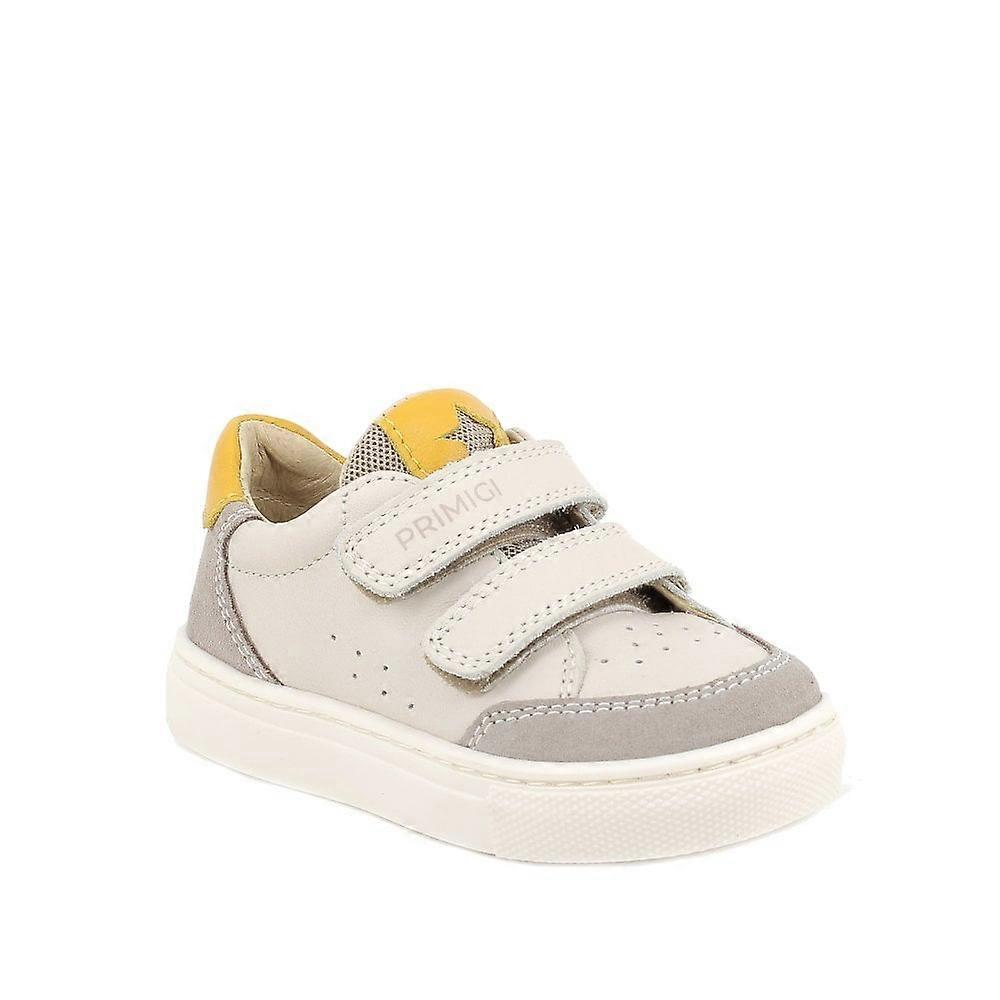 Kids Primigi Trainer Style Shoe In Grey With Mustard Detailing