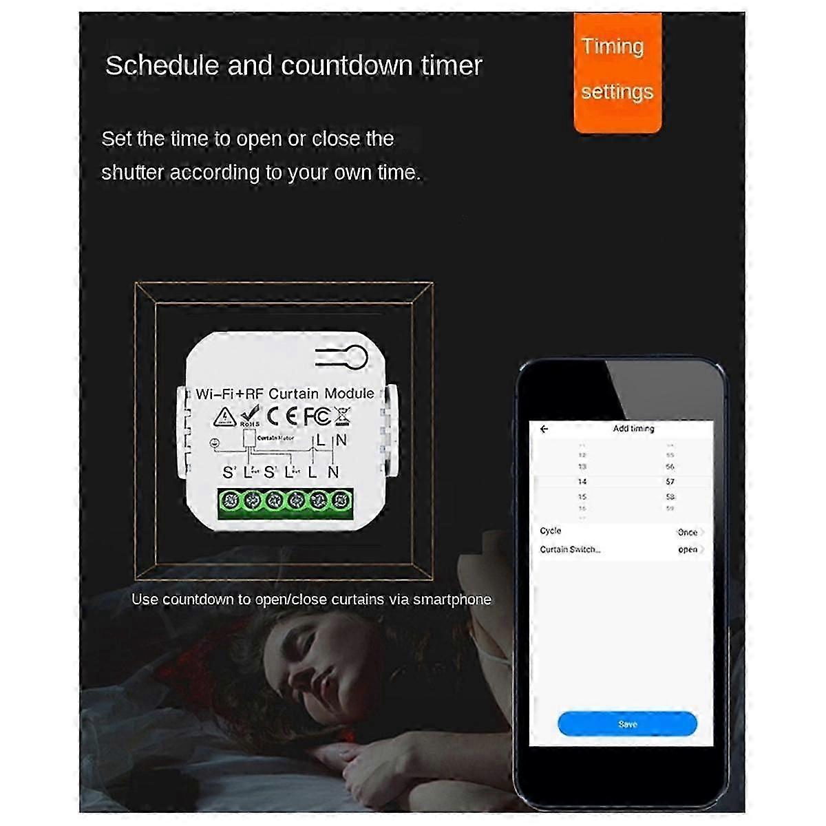 Tuya Wifi Smart Curtain Switch Light Controllers Roller Blinds Shutter Motor Rf433.92mhz Smart Life