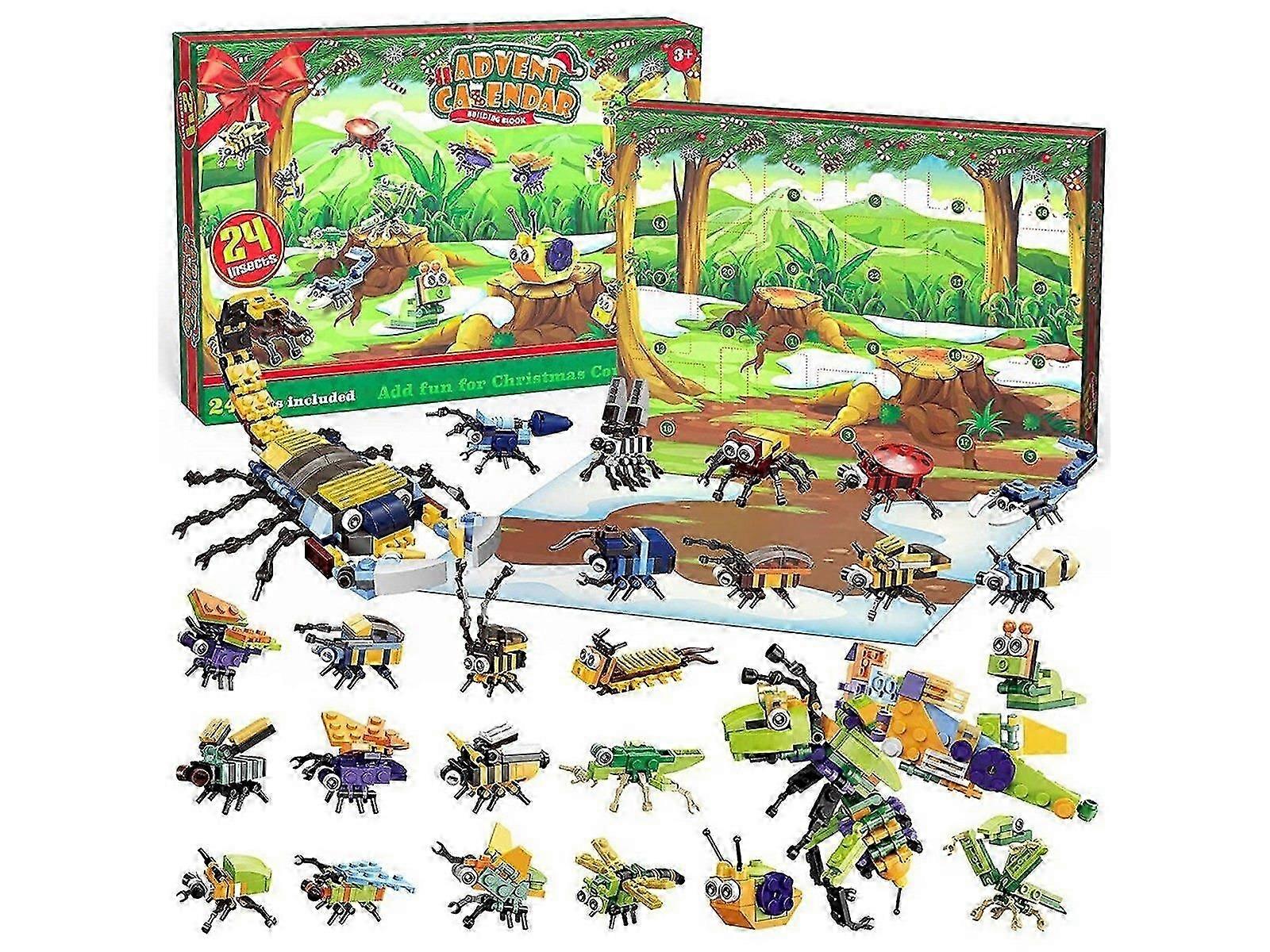 Christmas Advent Countdown Calendar Insect Building Blocks Toy Xmas Blind Box