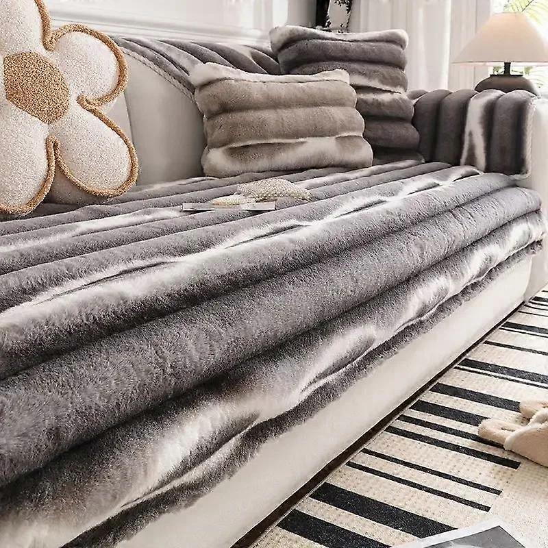 High Grade Printed Rabbit Plush Sofa Towel Warm Soft Thick Non-slip Anti-cat Scratch Sofa Cover Sectional L-shaped Couch Cover