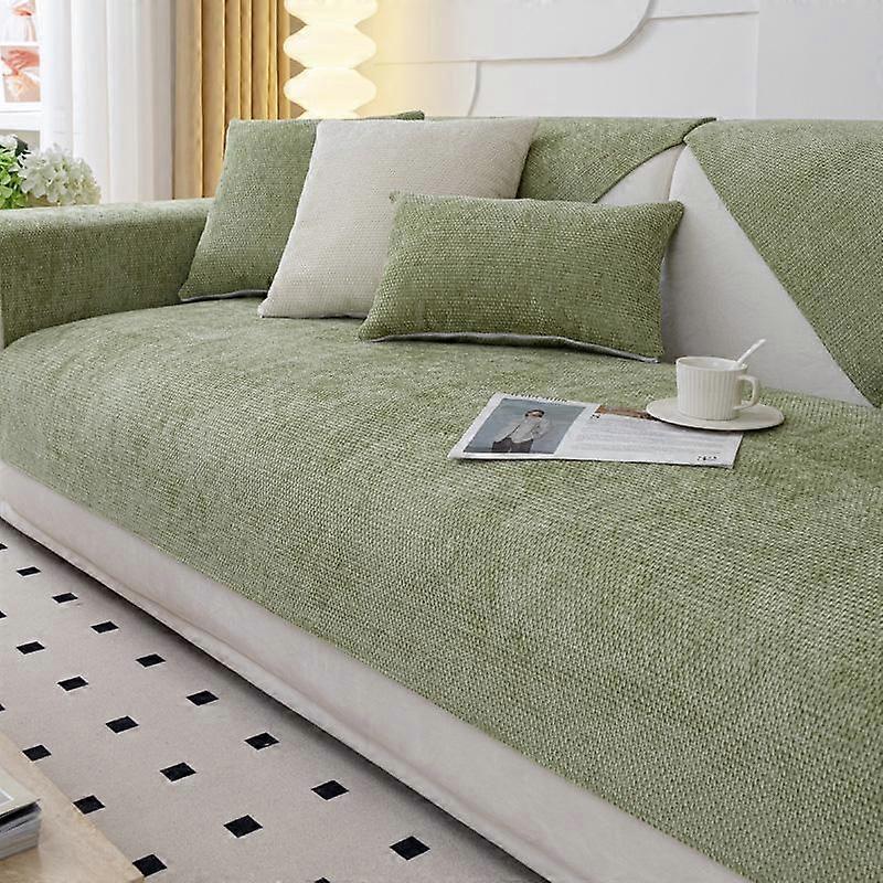 Chenille Fabric Sofa Cover Towel Solid Color Universal Living Room Sofa Cushion Mat Non-Slip Sofa Cushion Armrest Backrest Cover