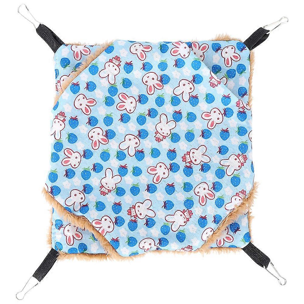 Warm Pet Sugar Glider Double Layer Nest Hammock Hanging House Hamster Squirrel Cage Cave (Blue)