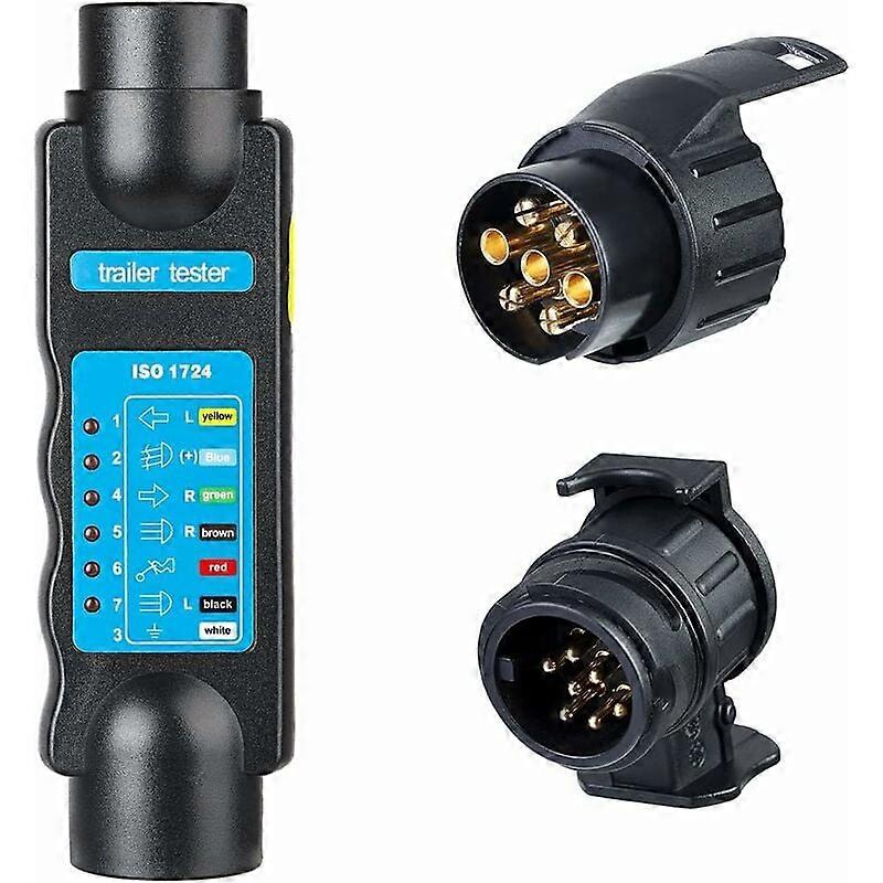 Durable Construction 7 Pin Trailer Plug Tester, Designed for Long-Lasting Use with Robust Nylon Body, Compatible with Most Common 7-Way Trailer