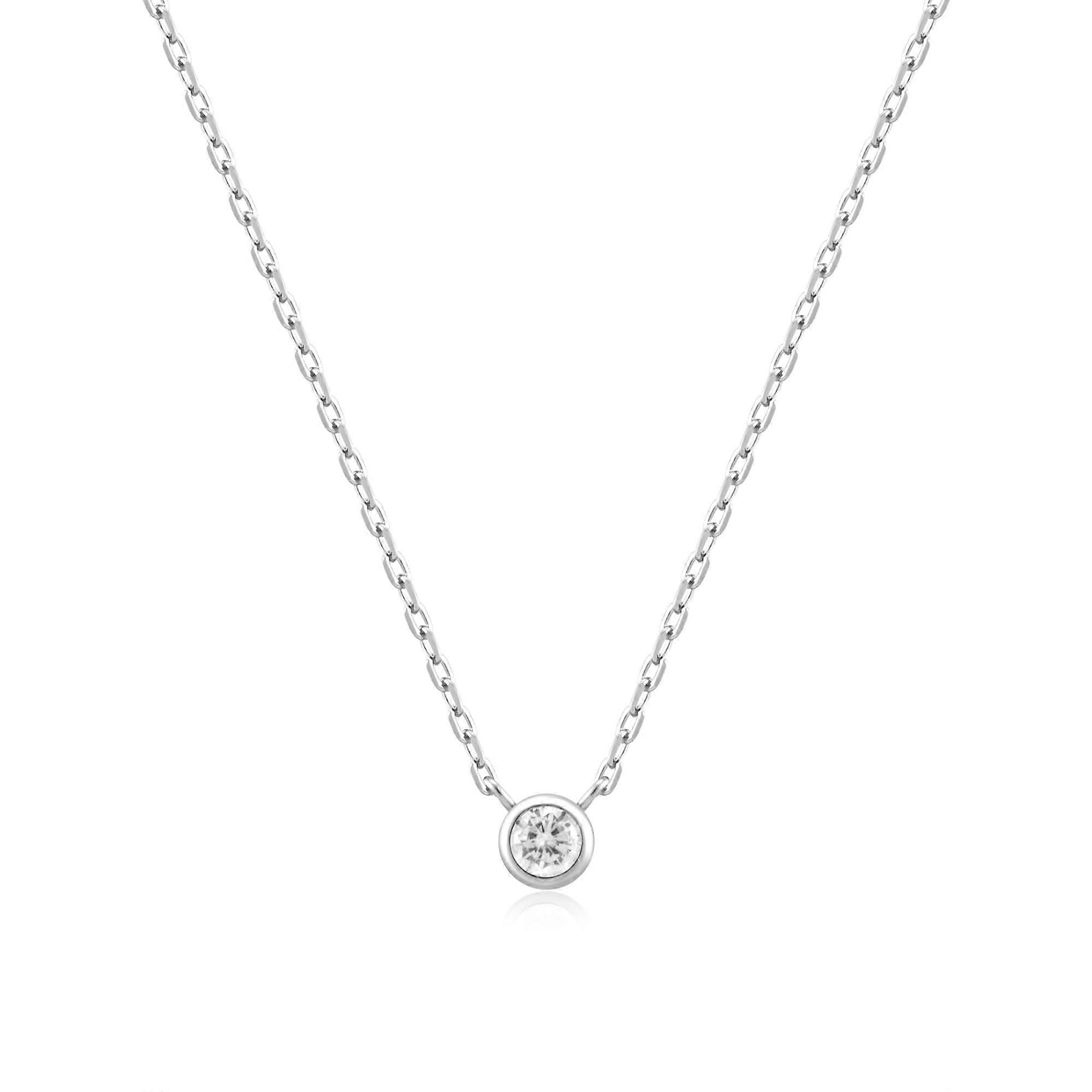 Ania Haie Silver Round Solitaire Cubic Zirconia Necklace N059-01H