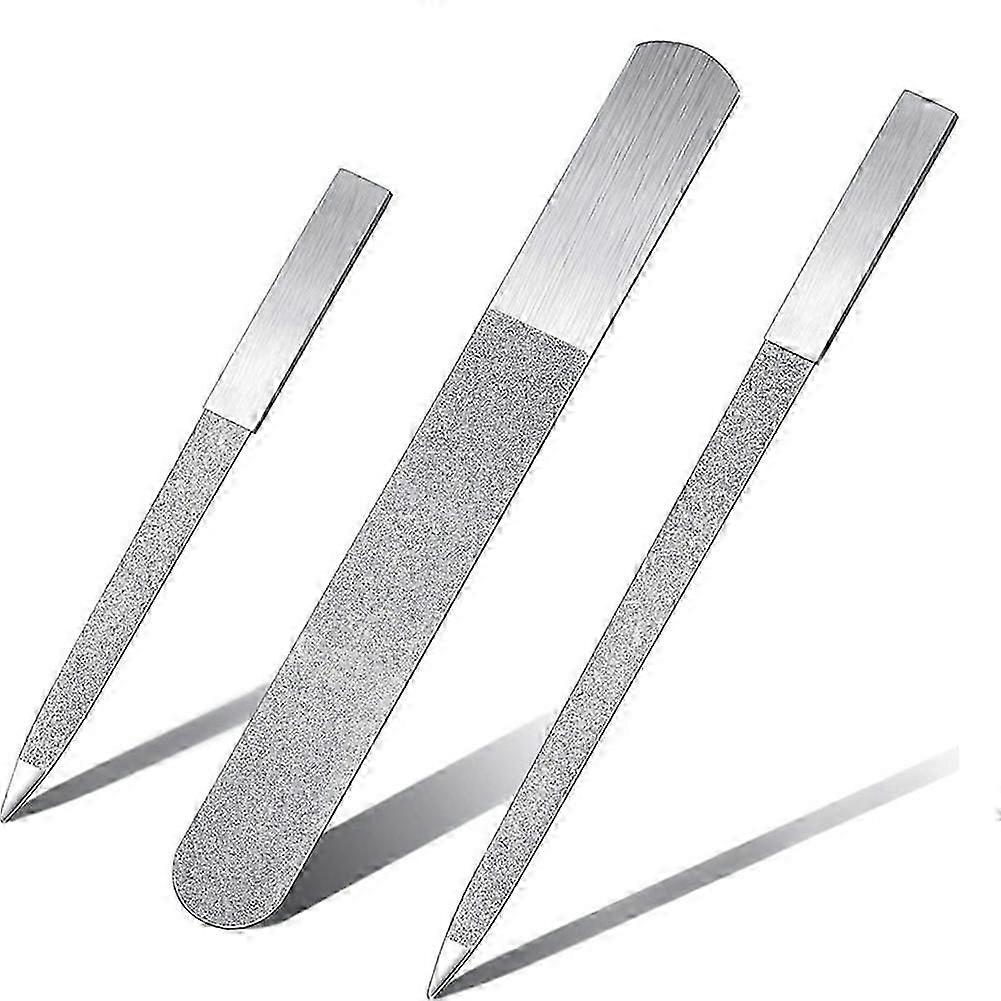 3-Piece Nail File Set Stainless Steel Double-Sided Nail File Buffer File Nail File Suitable for Salon, Family and Travel JP