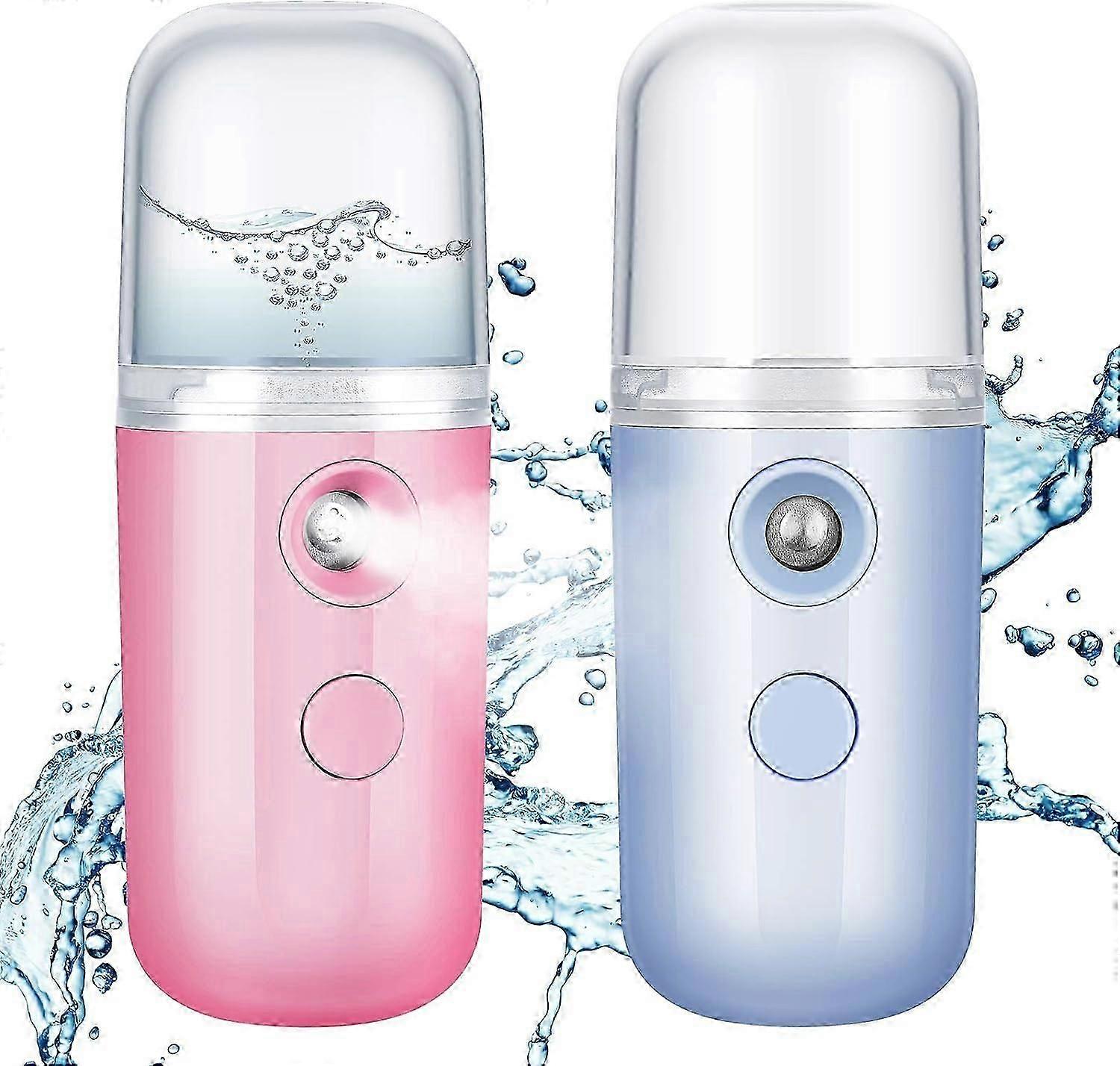 2 Pieces Facial 30ml Mini Portable Sprayer Handy Face Mist Sprayer Moisturizing Mist Sprayer USB