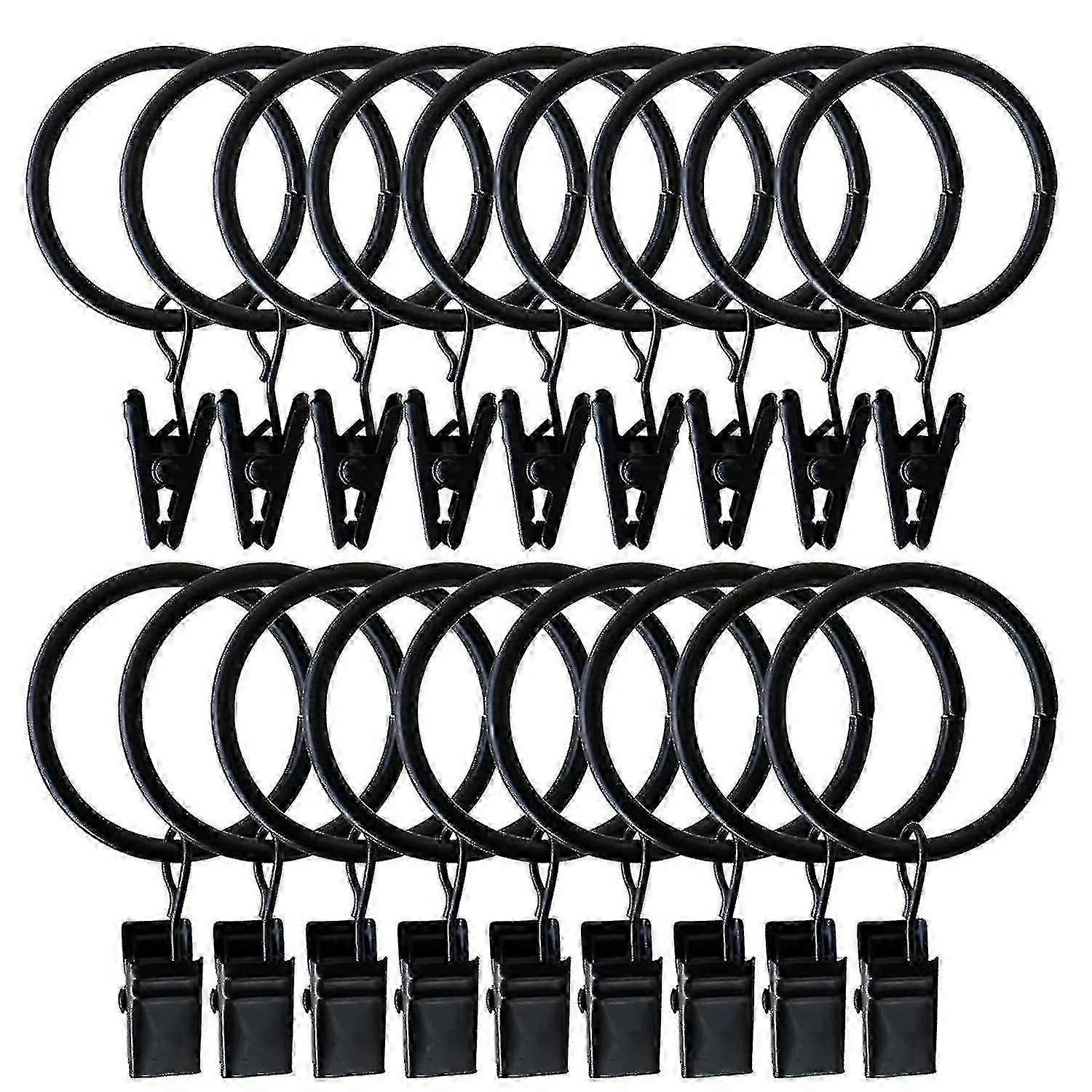 20pcsカーテンリングクリップ付き吊り下げリングウィンドウパーラーバルコニーカーテンロッドブラック用カーテンフック - PR